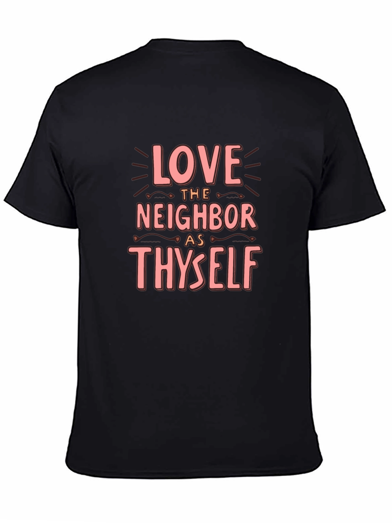 Black Love Thy Neighbor T-Shirt - Black Crew Neck view 4