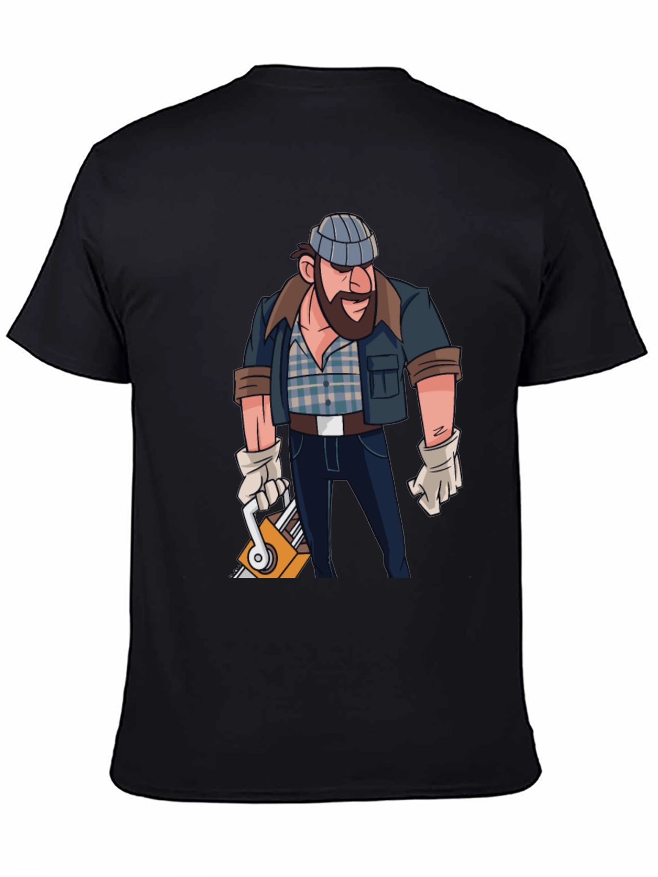 Black Lumberjack Cartoon Graphic T-Shirt view 4