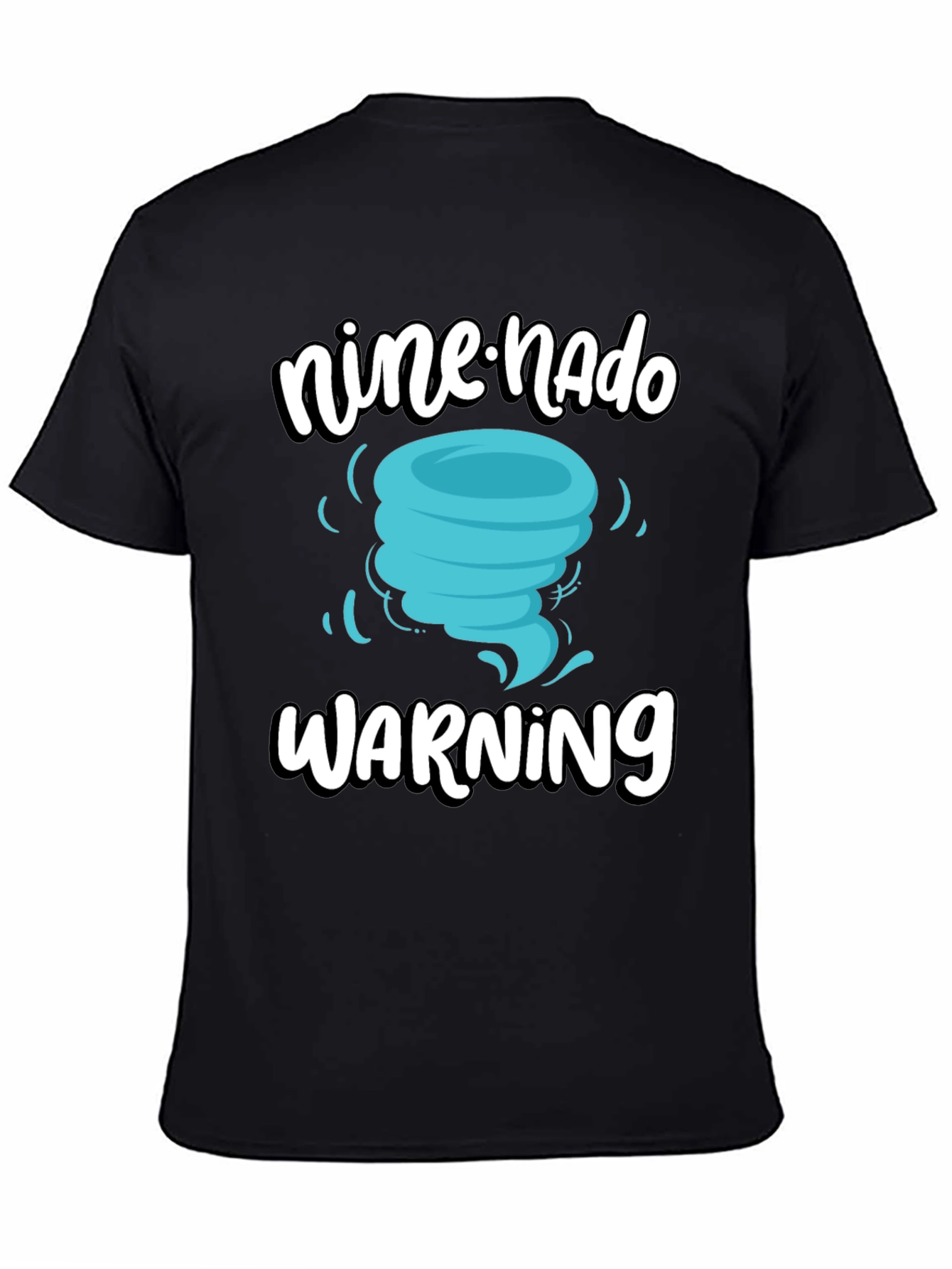 Black Nine-nado Warning T-Shirt: Fun Birthday Tornado Tee view 4