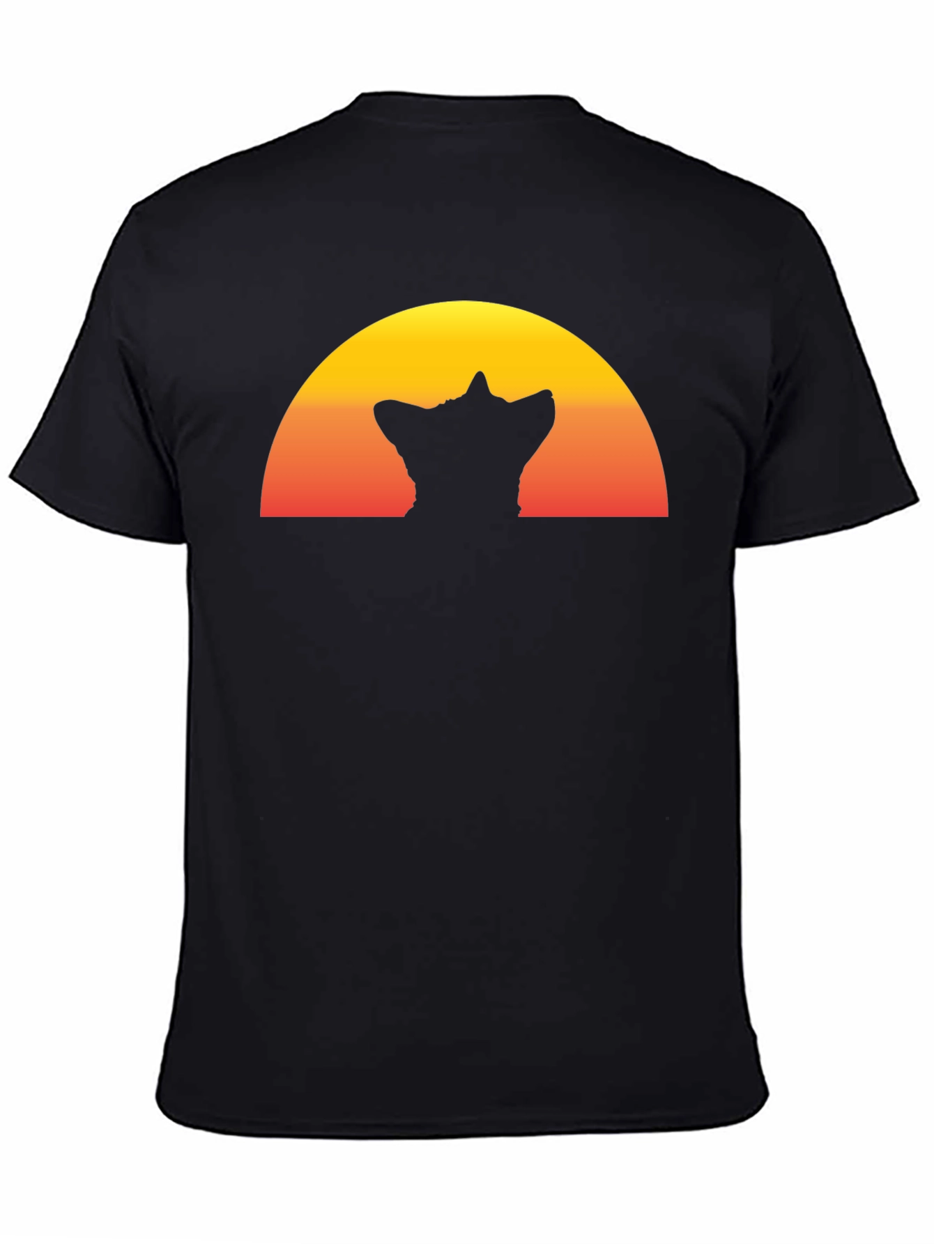 Black Sunset Silhouette Cat T-Shirt - Black view 4