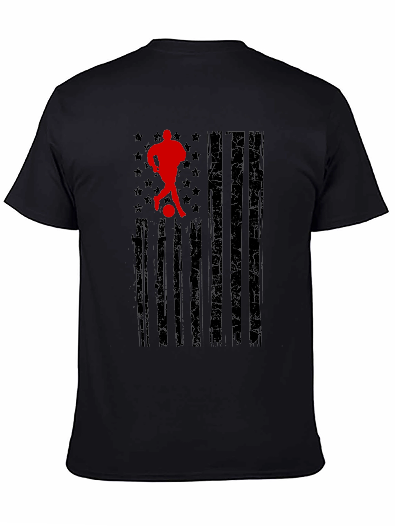 Black Soccer American Flag T-Shirt view 4