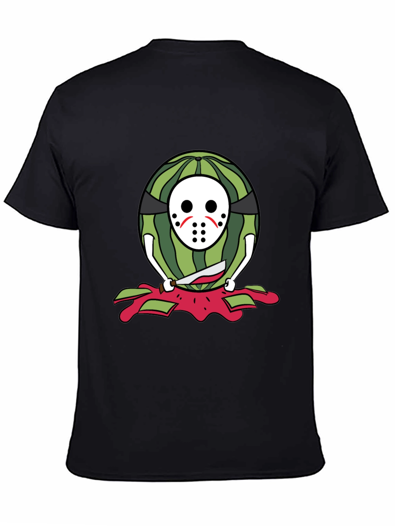 Black Watermelon Horror T-Shirt view 4
