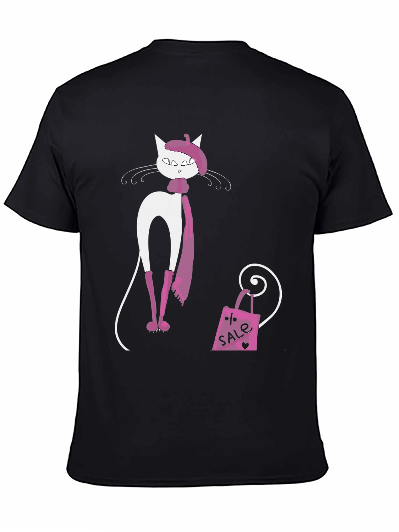 Black Stylish Cat T-Shirt view 4