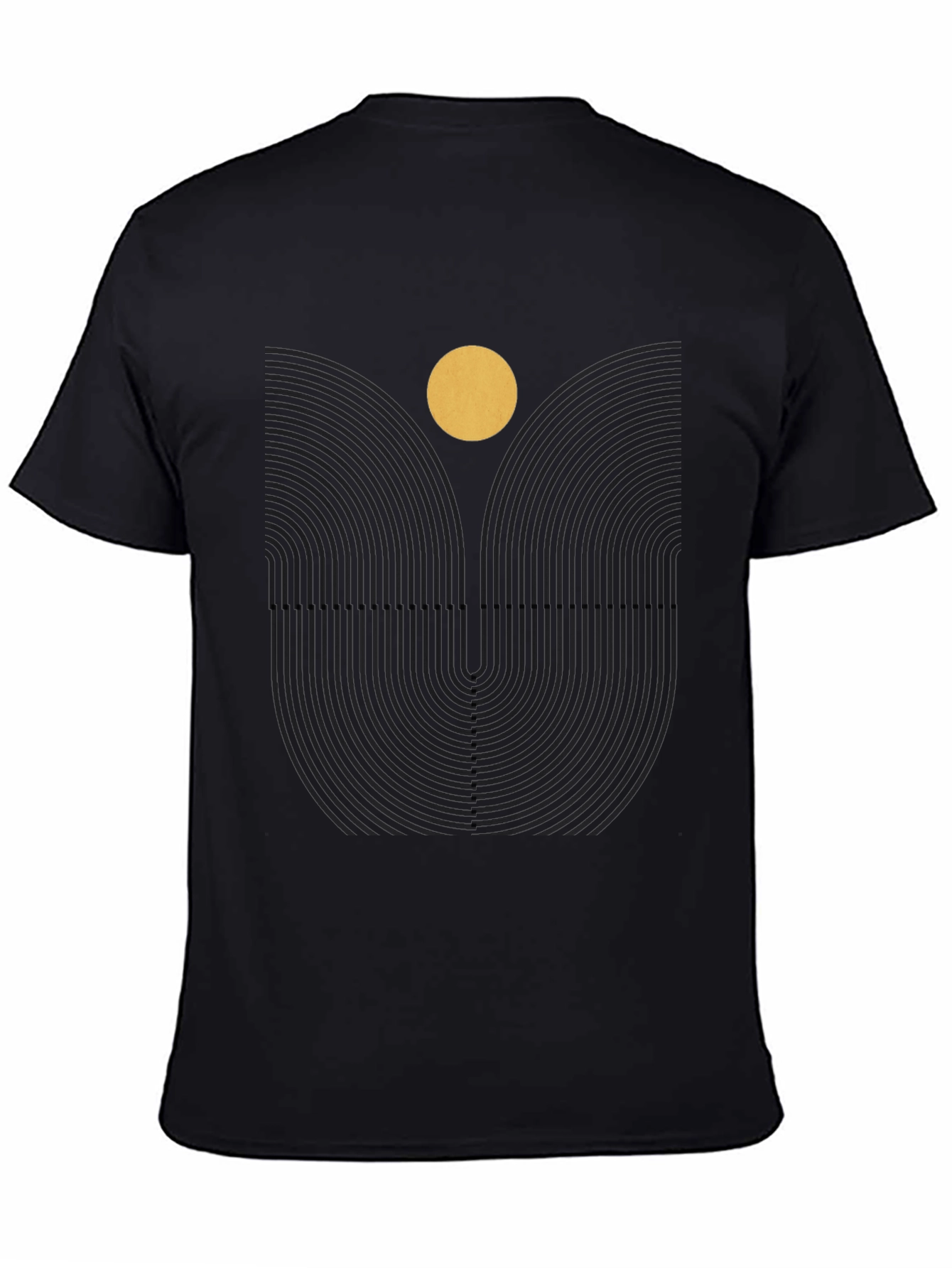 Black Geometric Sun Graphic Print Black Tee view 4