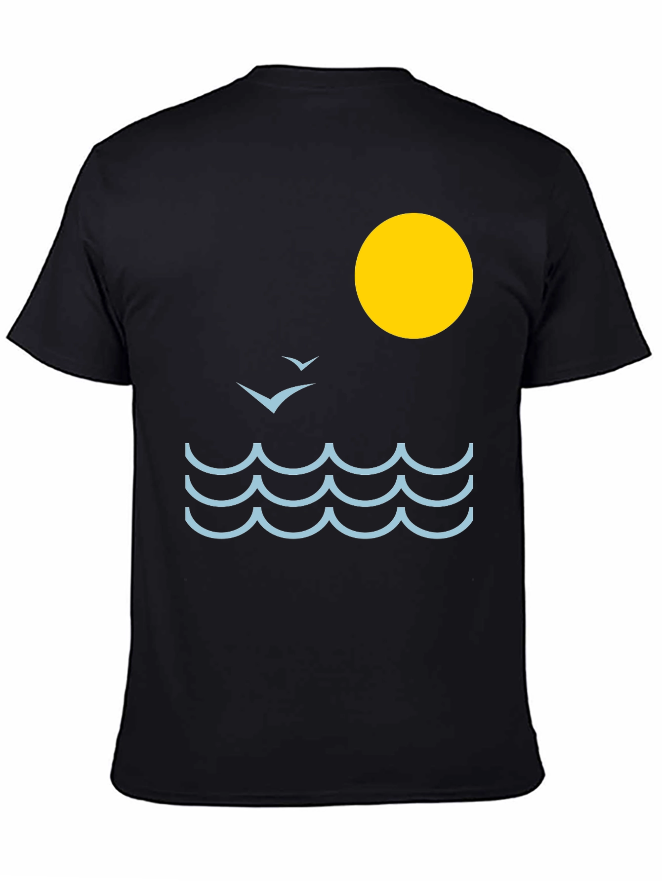 Black Ocean Wave Graphic Tee - Black Cotton Comfort view 4