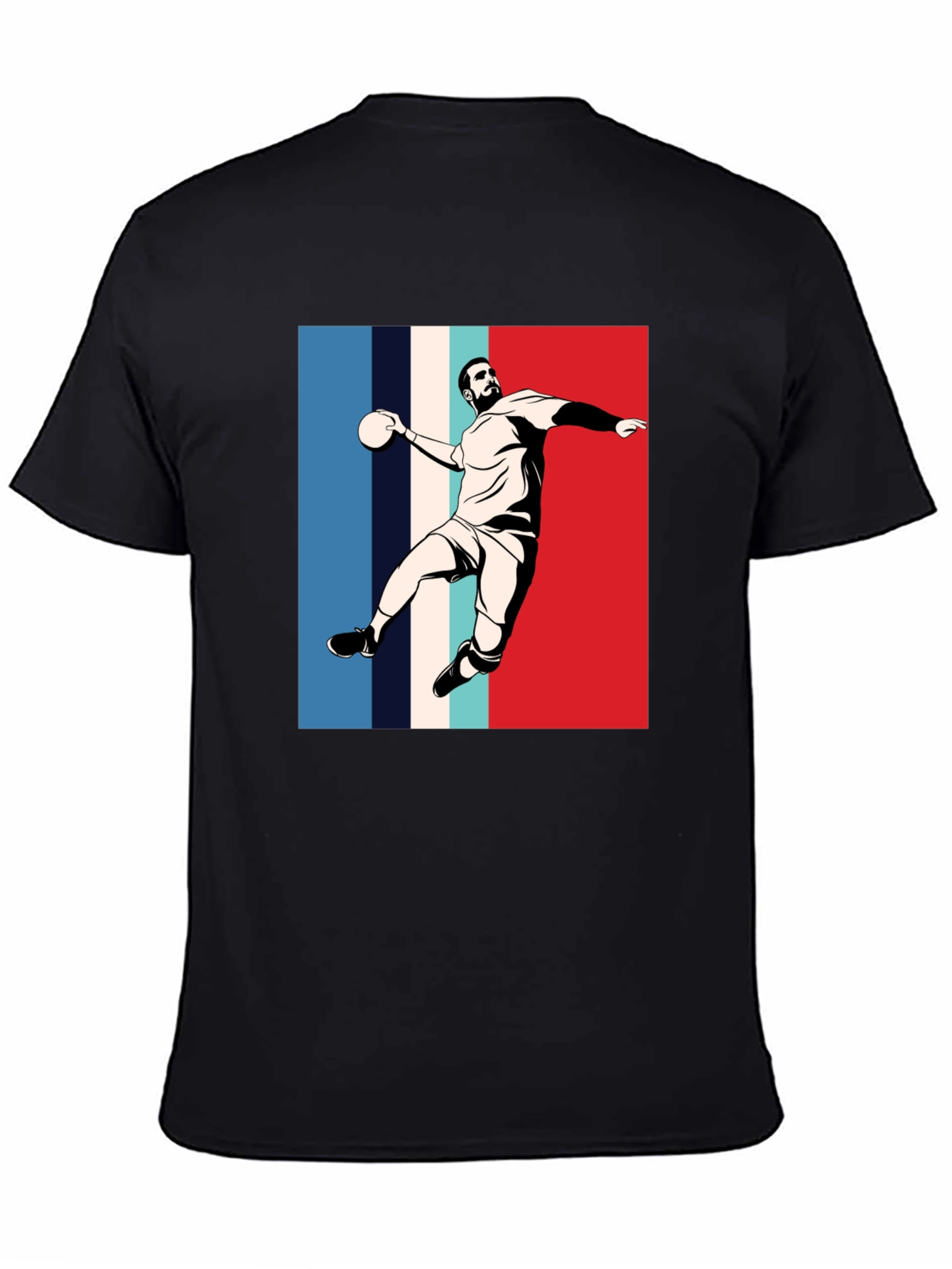 Black Handball Player Graphic T-Shirt view 4