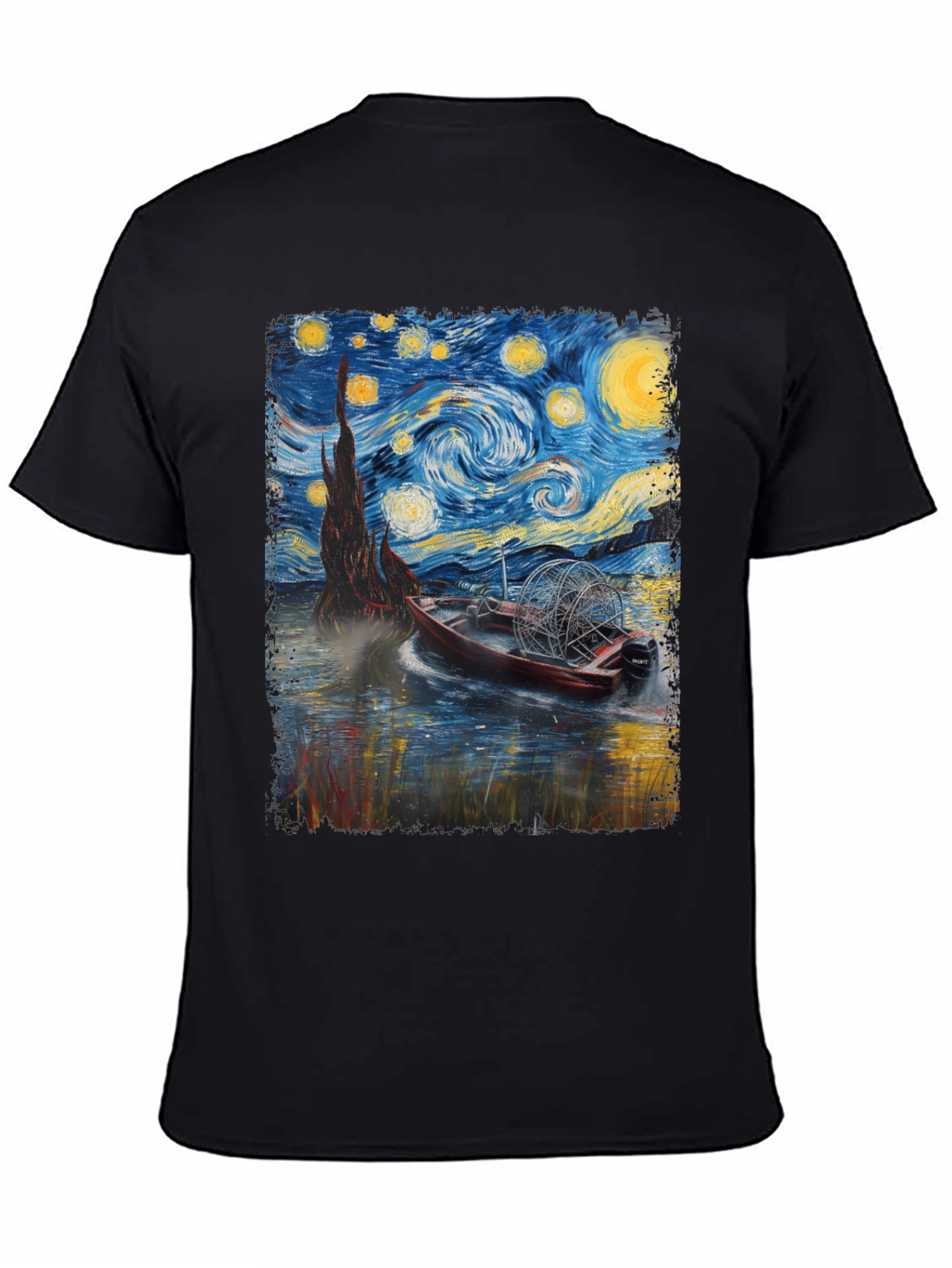 Black Starry Night Airboat T-Shirt view 4