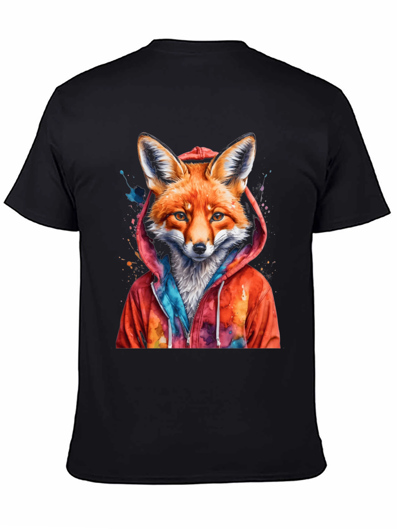 Black Fox in Hoodie Graphic Tee - Stylish & Unique! view 4