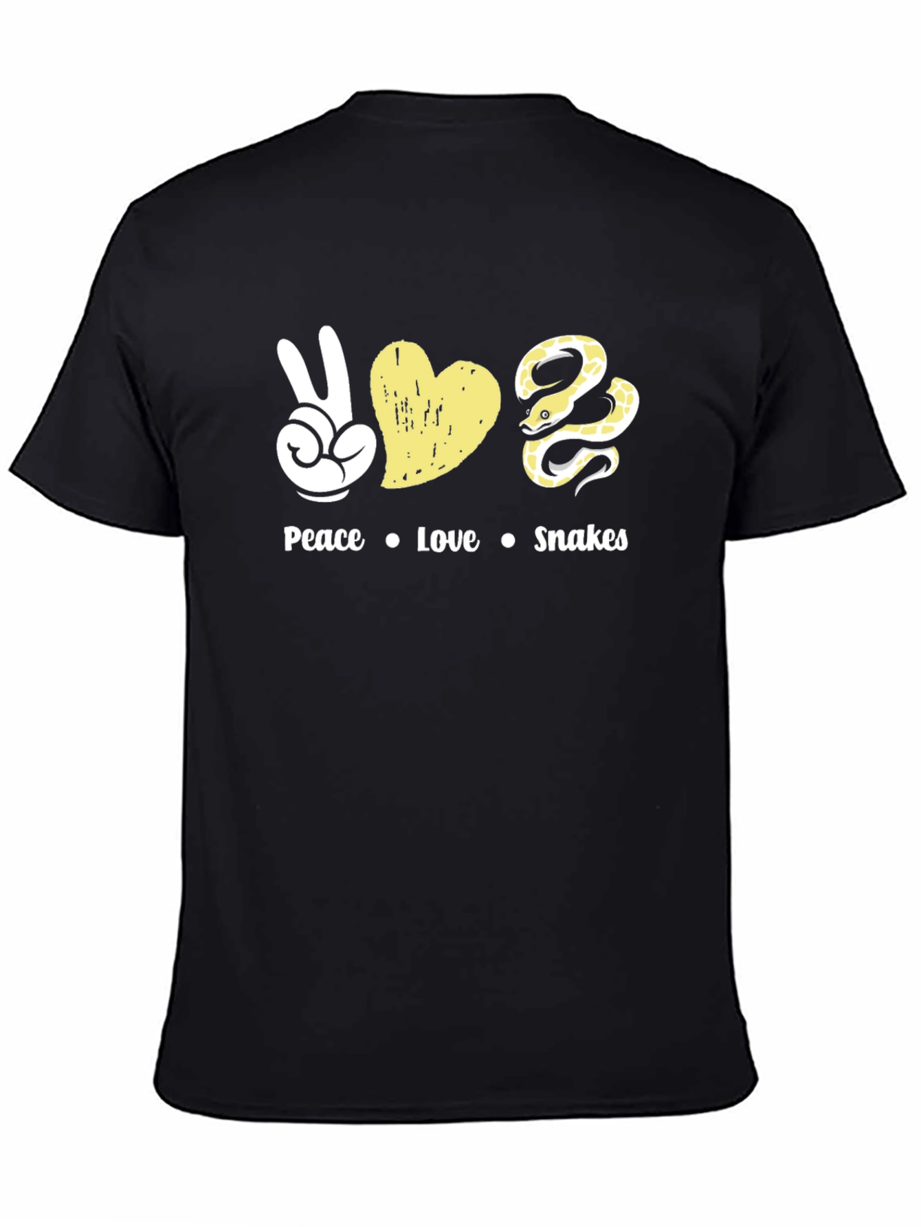 Black Peace Love Snakes T-Shirt - Unique Graphic Tee view 4