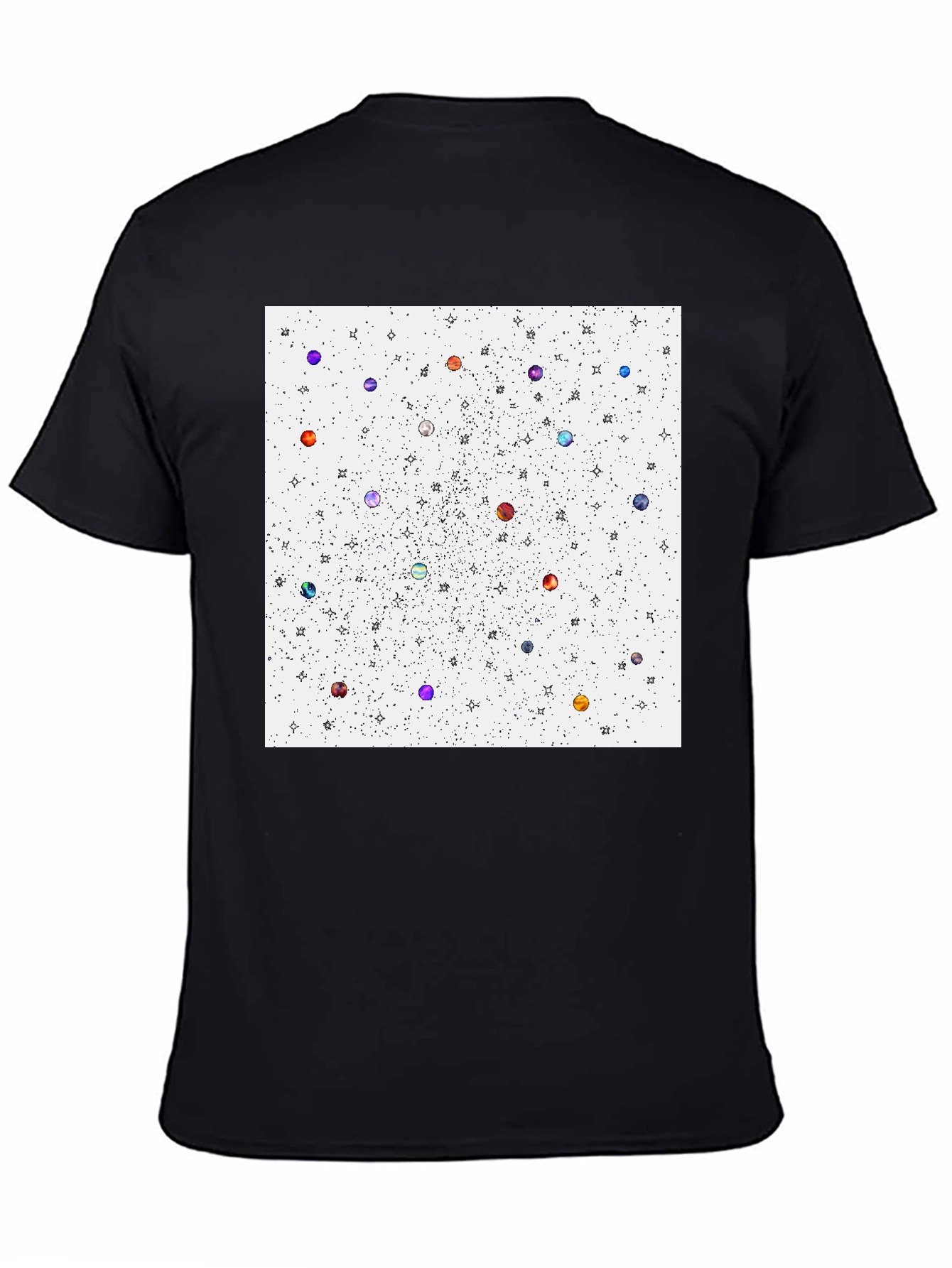 Black Space Planets Graphic Tee - Modern Cotton Blend Shirt view 4