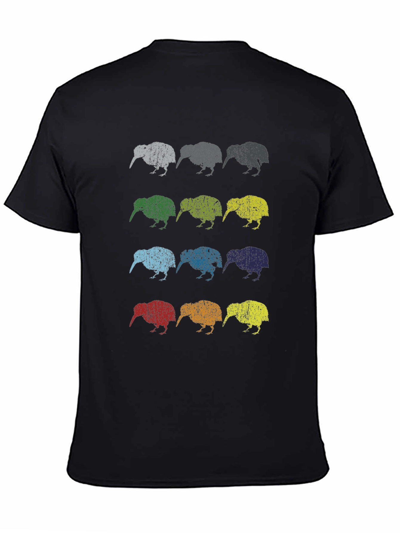 Black Retro Kiwi Bird Graphic T-Shirt view 4