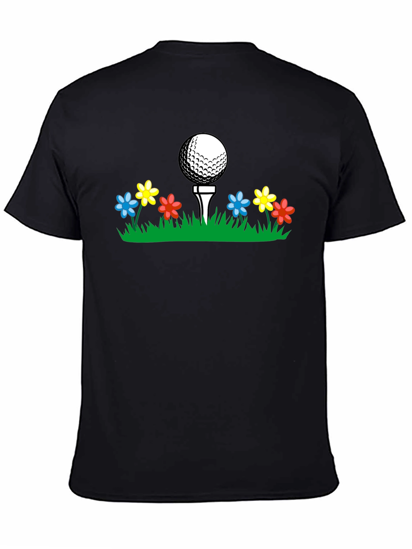 Black Golf Ball Tee Flower T-Shirt view 4