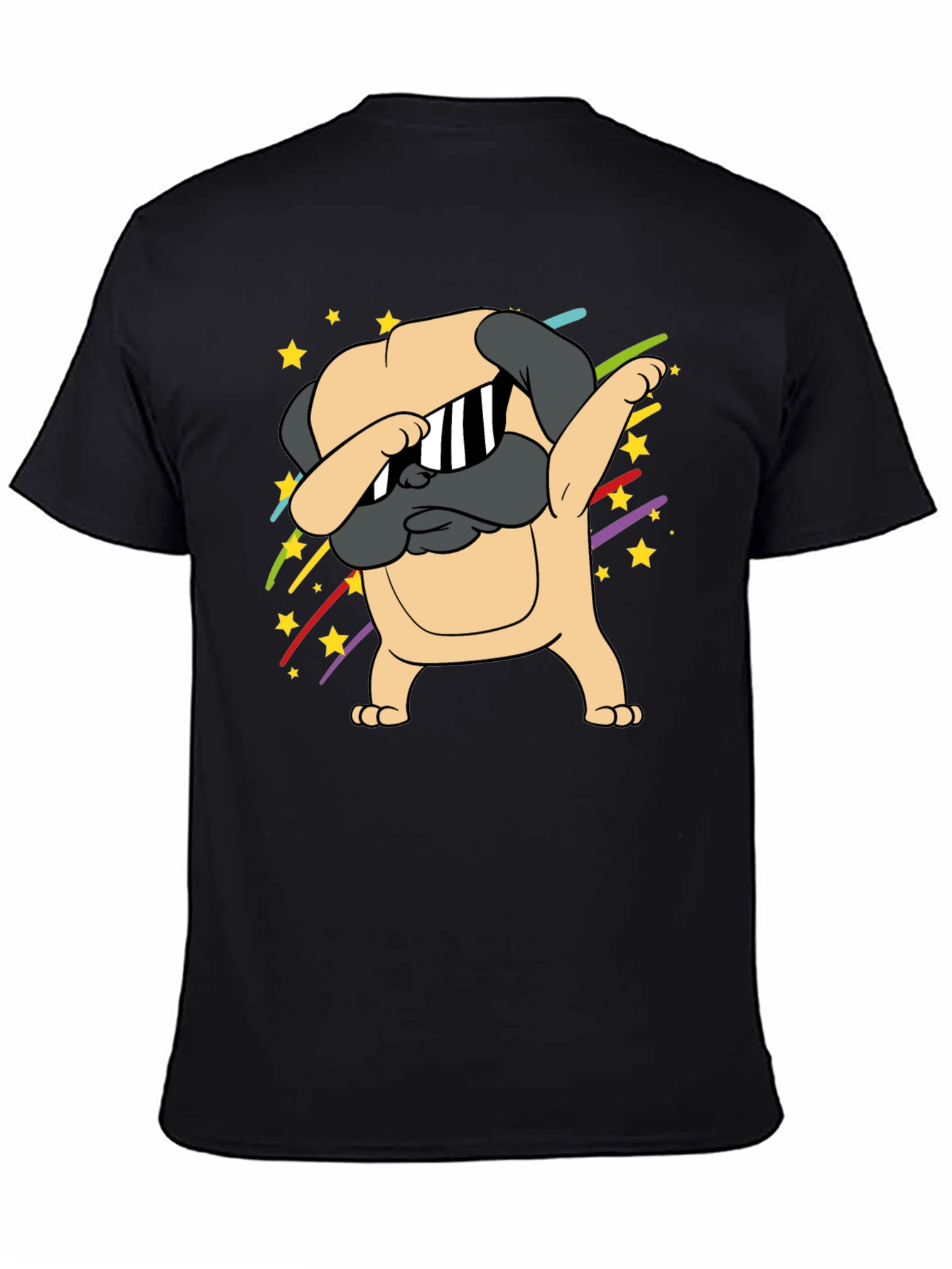 Black Dabbing Pug Graphic Tee - Trendy Dog Lover Shirt view 4