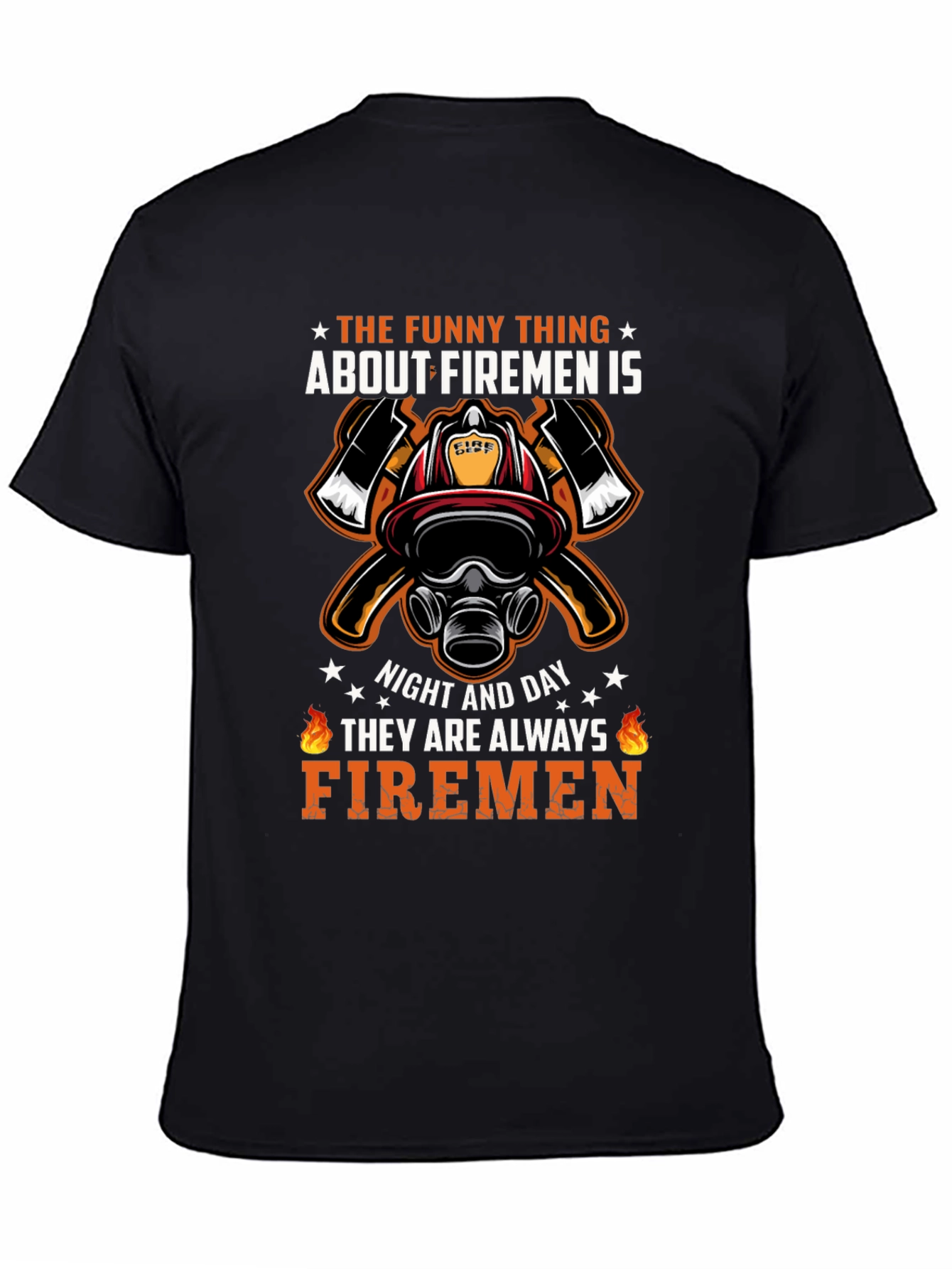 Black Firemen Graphic T-Shirt - Always Firemen Design view 4