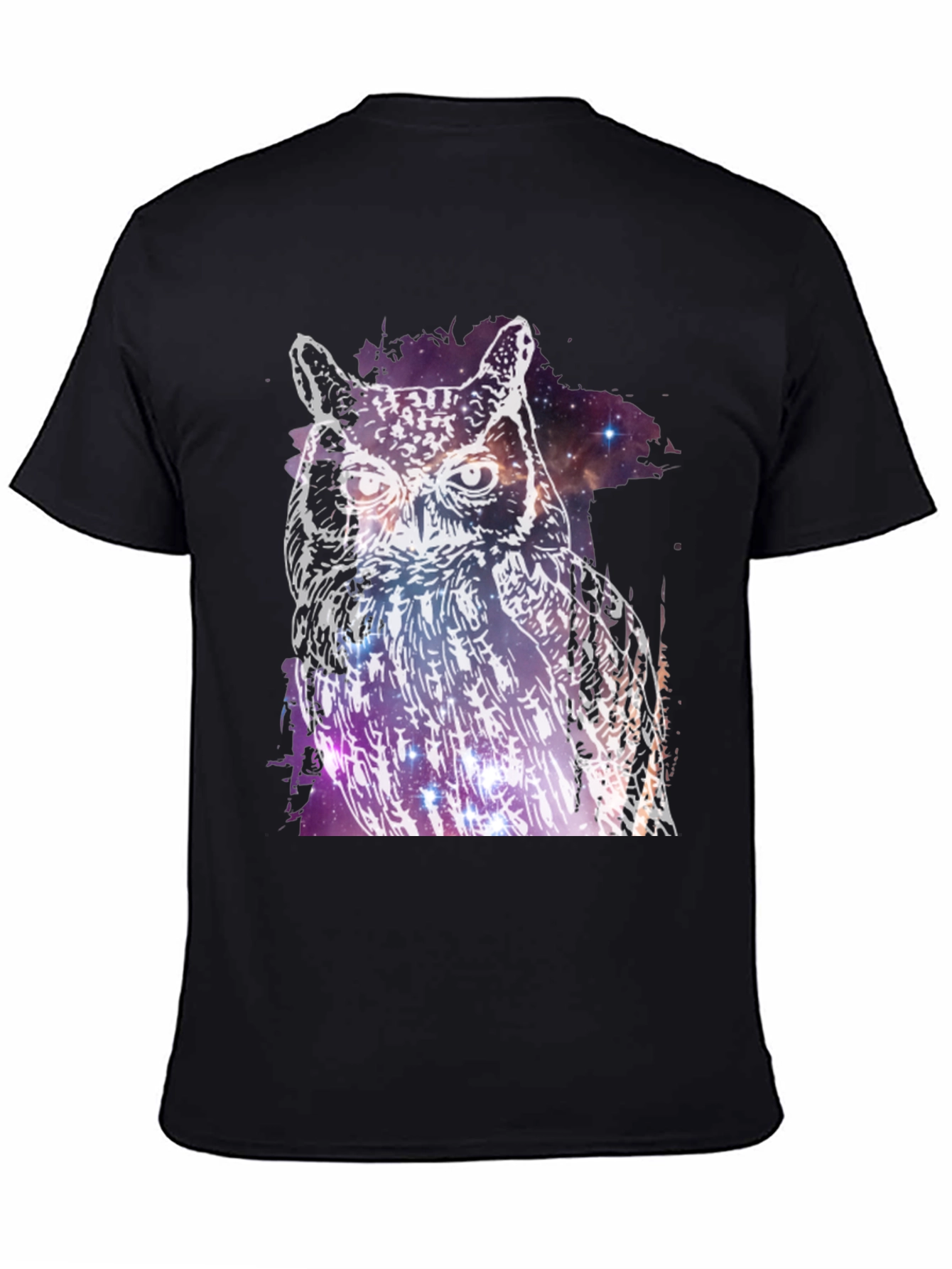 Black Cosmic Owl Graphic Tee - Black view 4