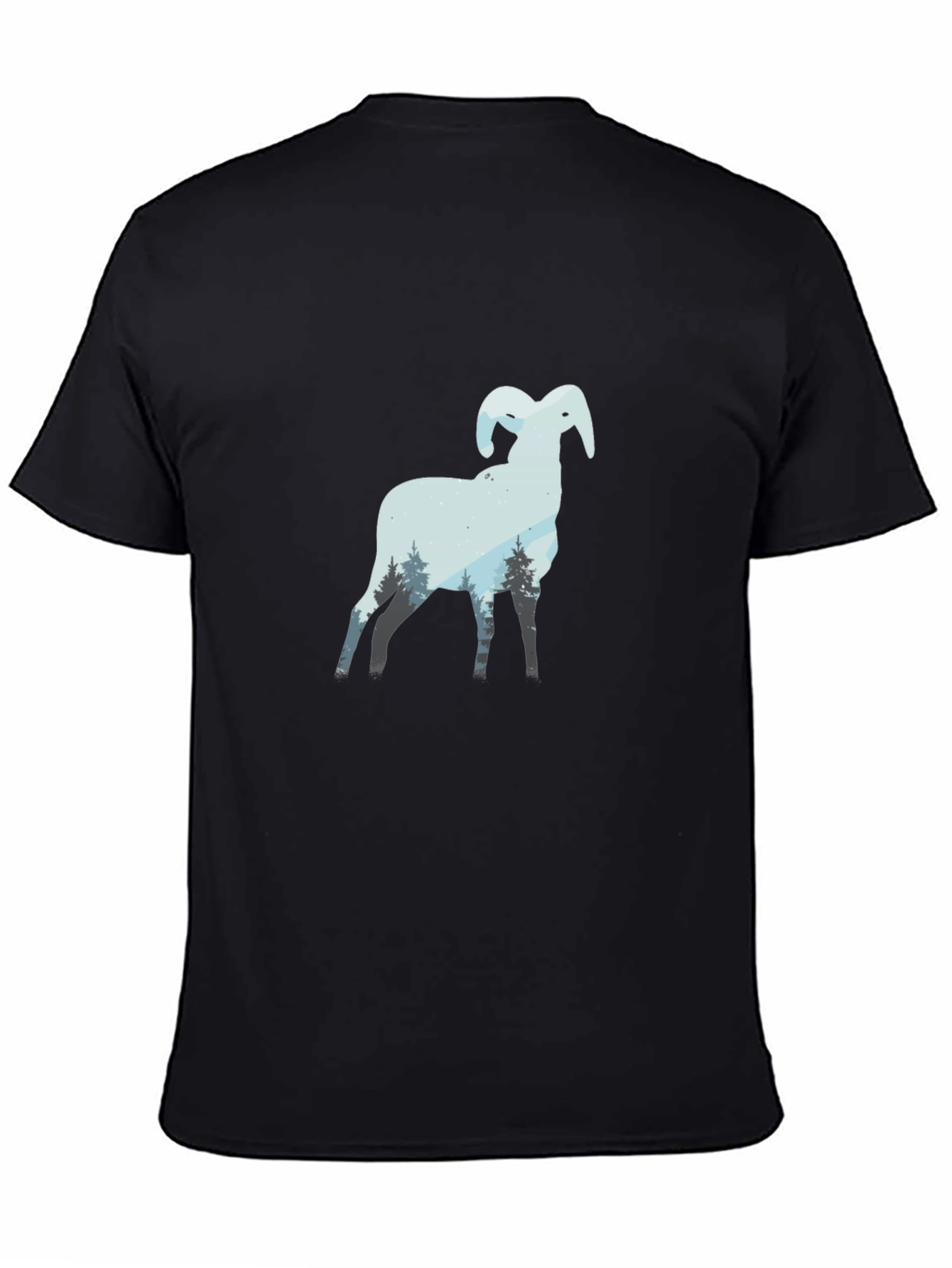 Black Ram Mountain Scene Black T-Shirt view 4