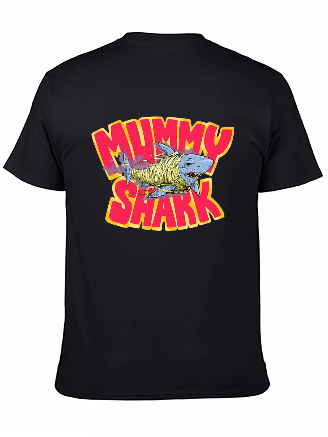 Black Mummy Shark Graphic T-Shirt - Black Crew Neck Tee view 4