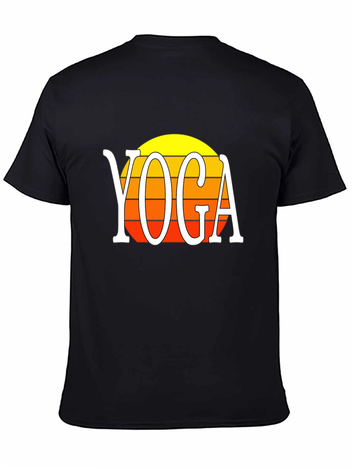 Black Yoga Sunset Graphic Tee - Retro Style Shirt view 4
