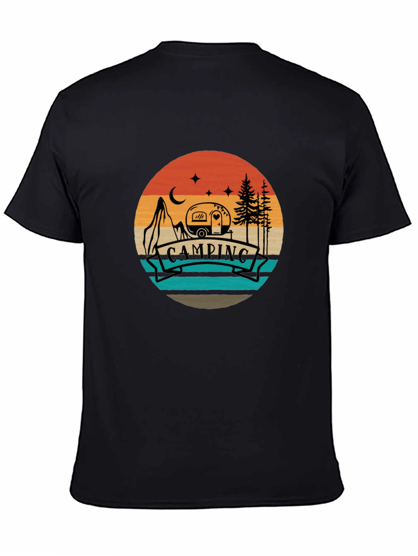 Black Camping Adventure Tee - Retro Graphic T-Shirt view 4