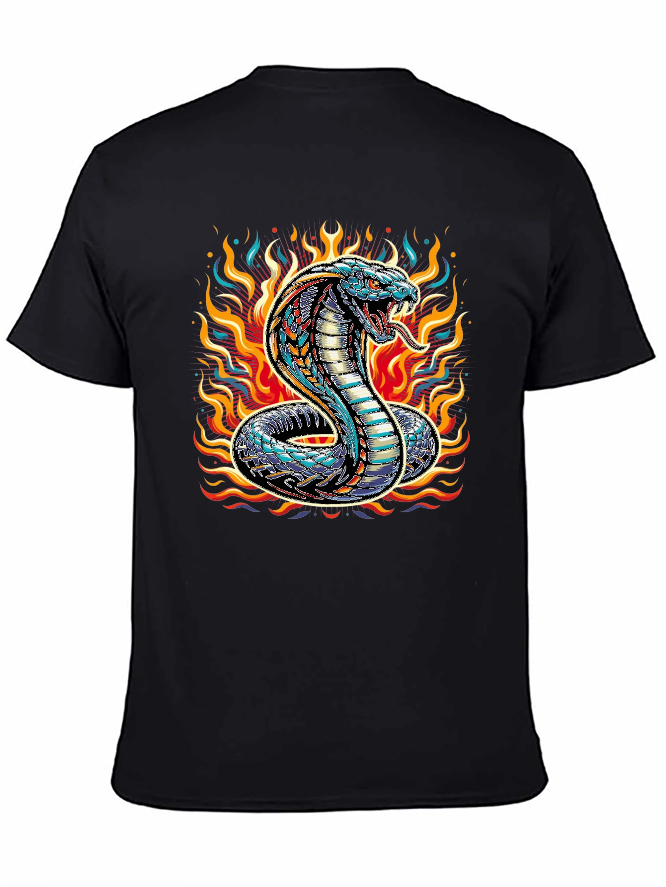 Black Fiery Cobra Graphic Tee - Men's Black T-Shirt view 4