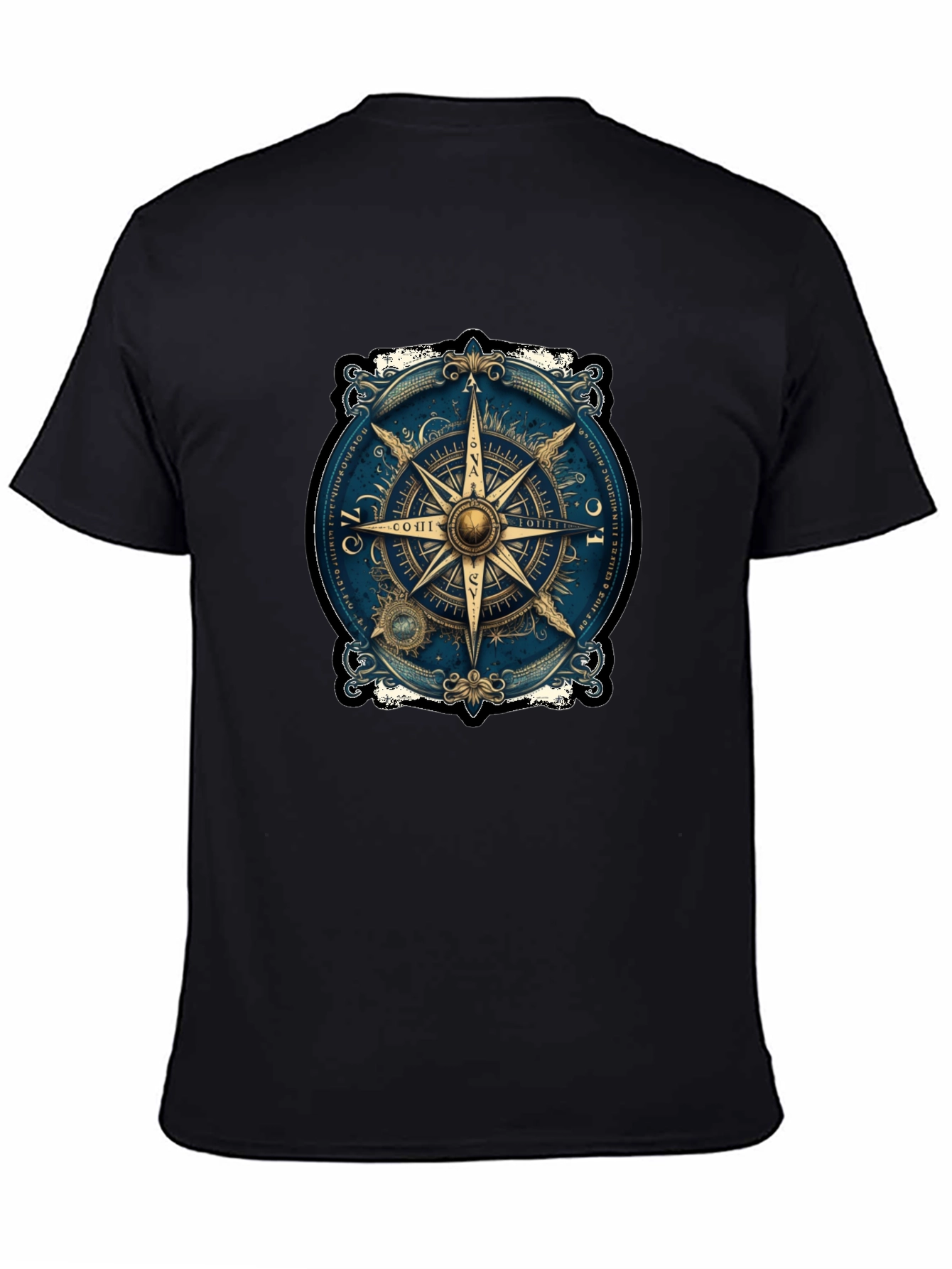 Black Vintage Compass Graphic Tee - Travel Inspired Design view 4