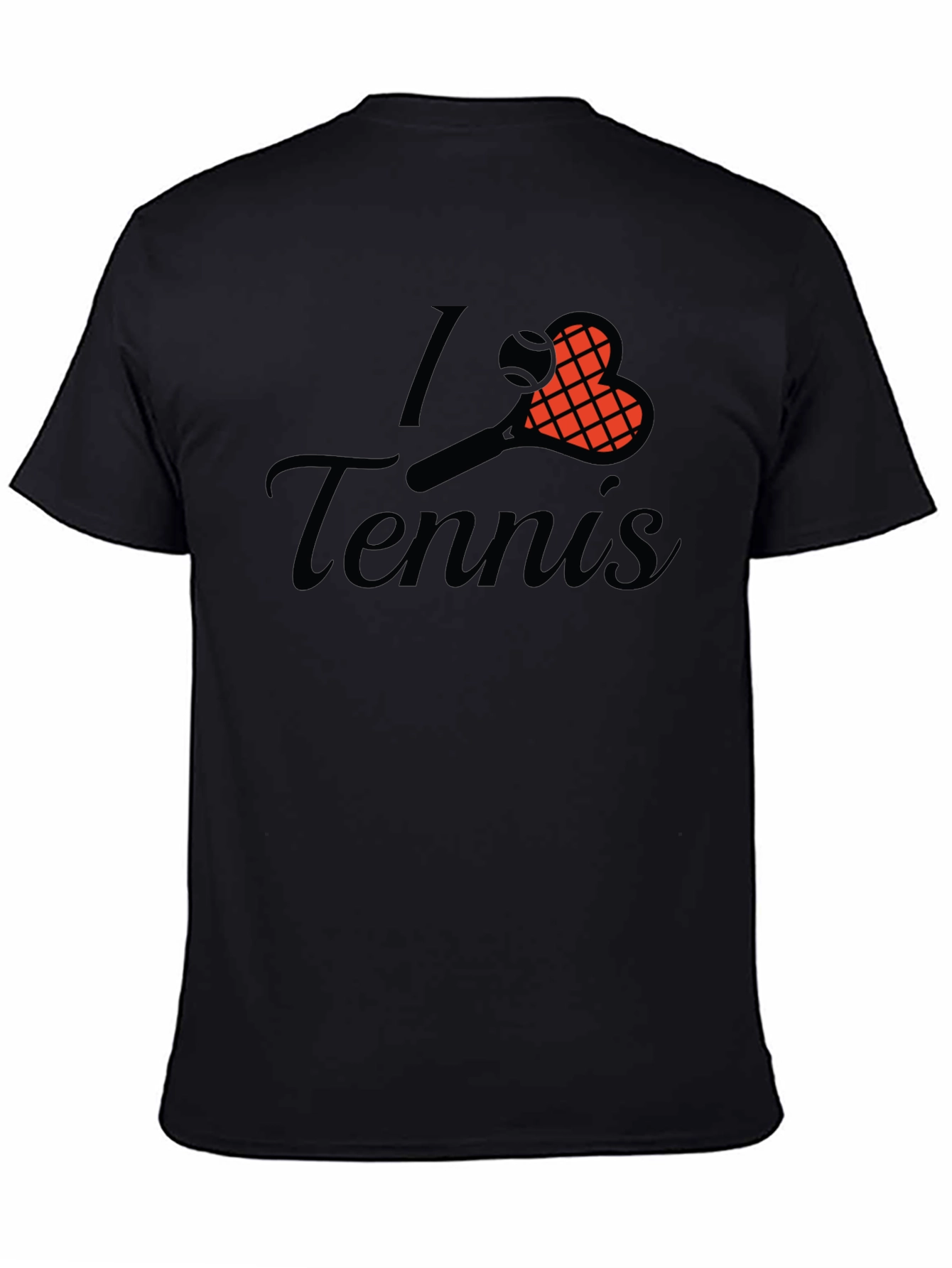 Black I Love Tennis Graphic Tee - Sporty Casual Comfort view 4
