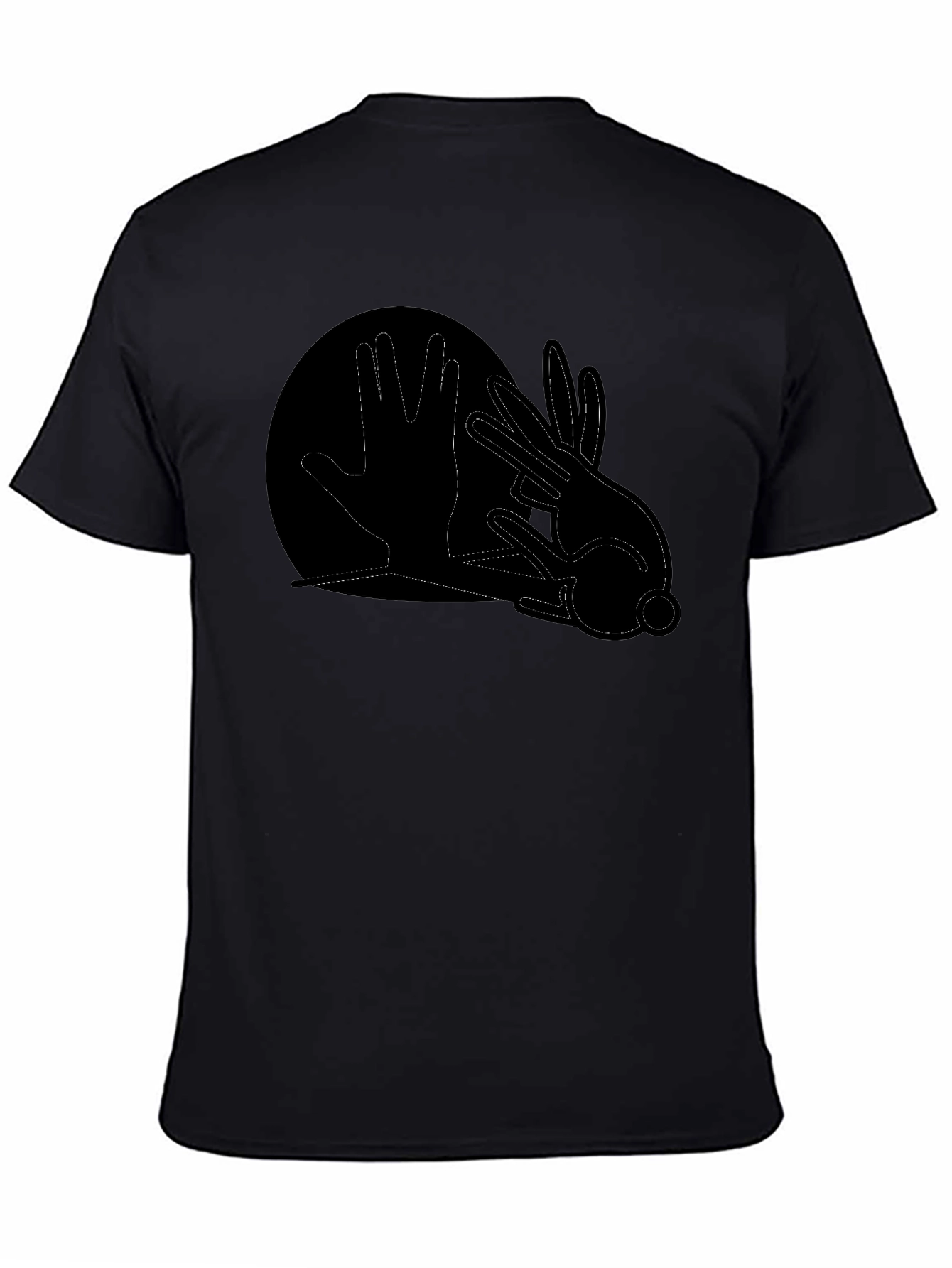 Black Shadow Hands T-Shirt - Rabbit Design view 4