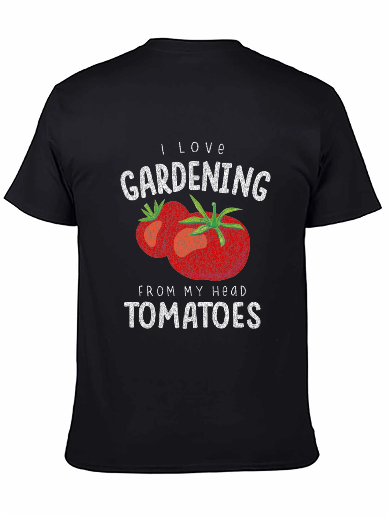 Black I Love Gardening From My Head Tomatoes Graphic T-Shirt view 4