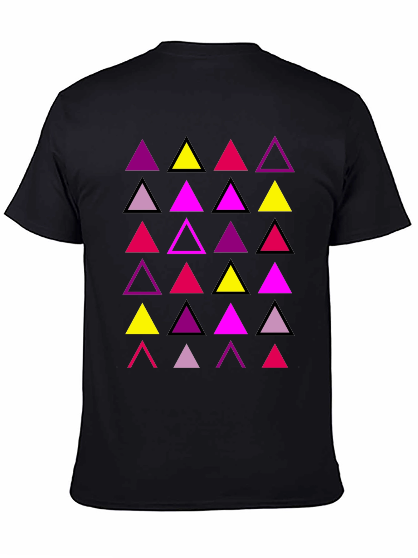 Black Geometric Triangle Print Men's T-Shirt view 4