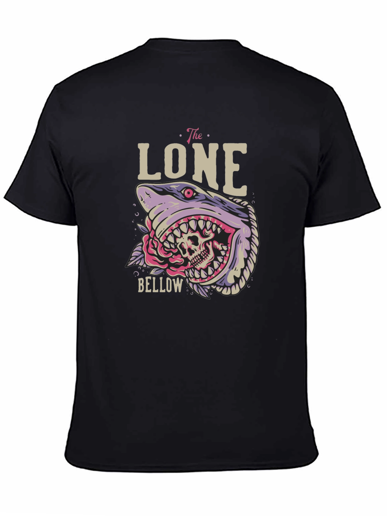 Black The Lone Bellow Graphic Tee - Shark Skull Design view 4