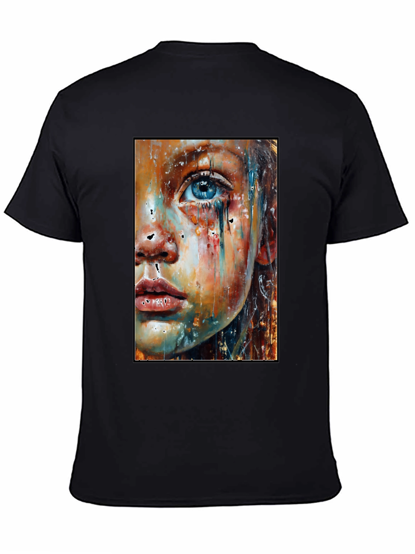 Black Abstract Face Art T-Shirt - Expressive Unisex Tee view 4