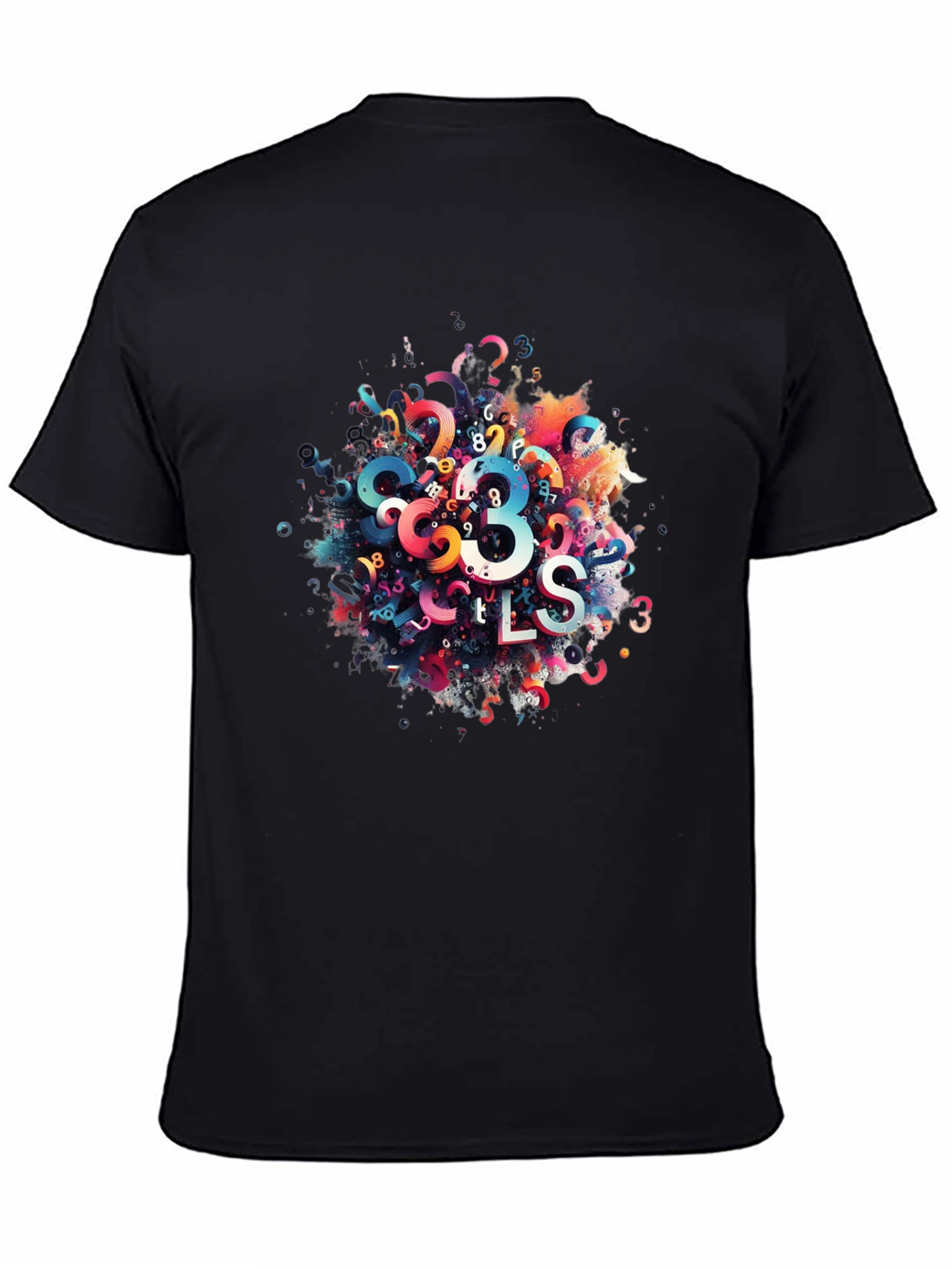 Black Abstract Numbers Graphic Print Black T-Shirt view 4