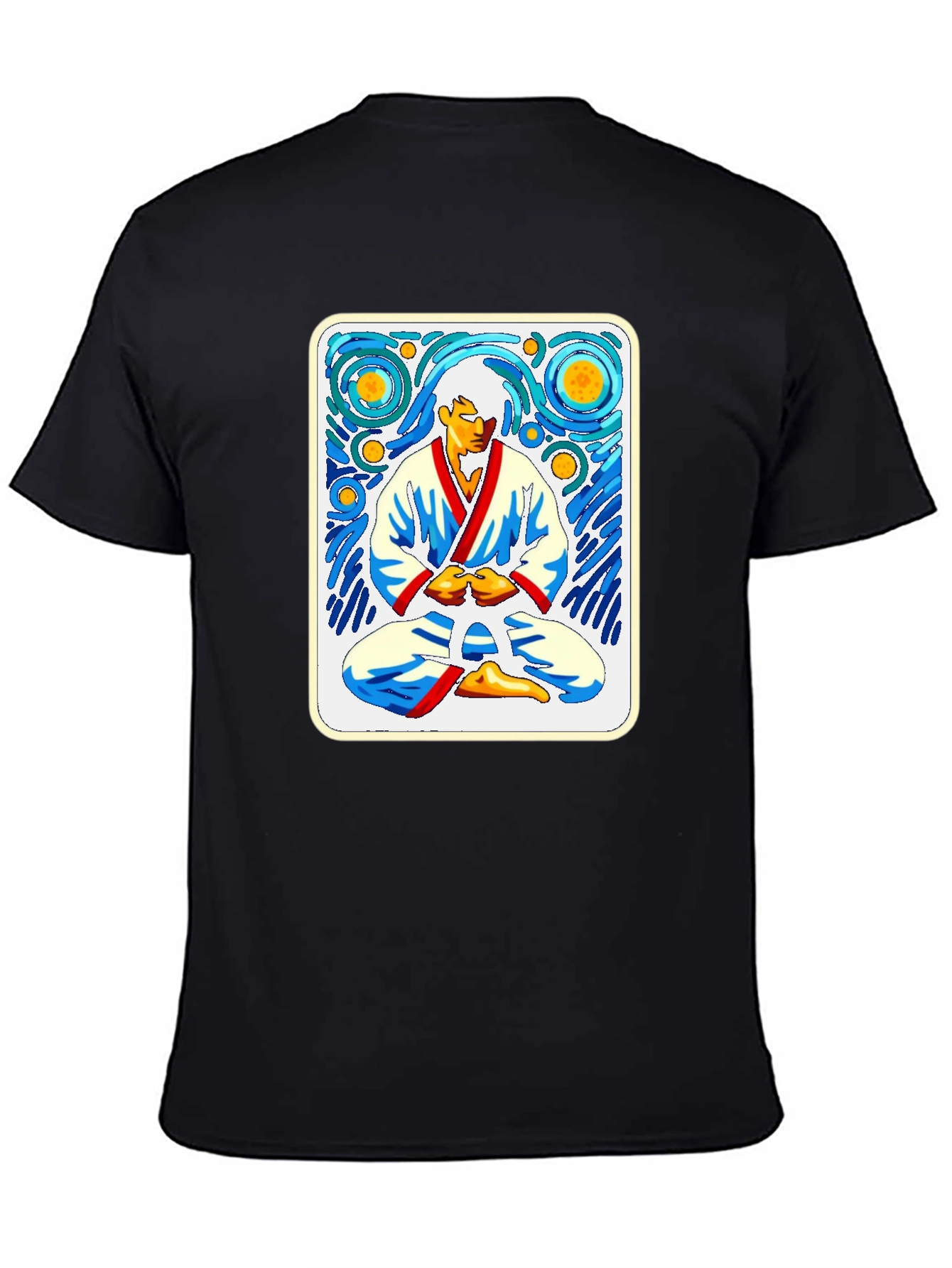 Black Starry Night Karate T-Shirt view 4