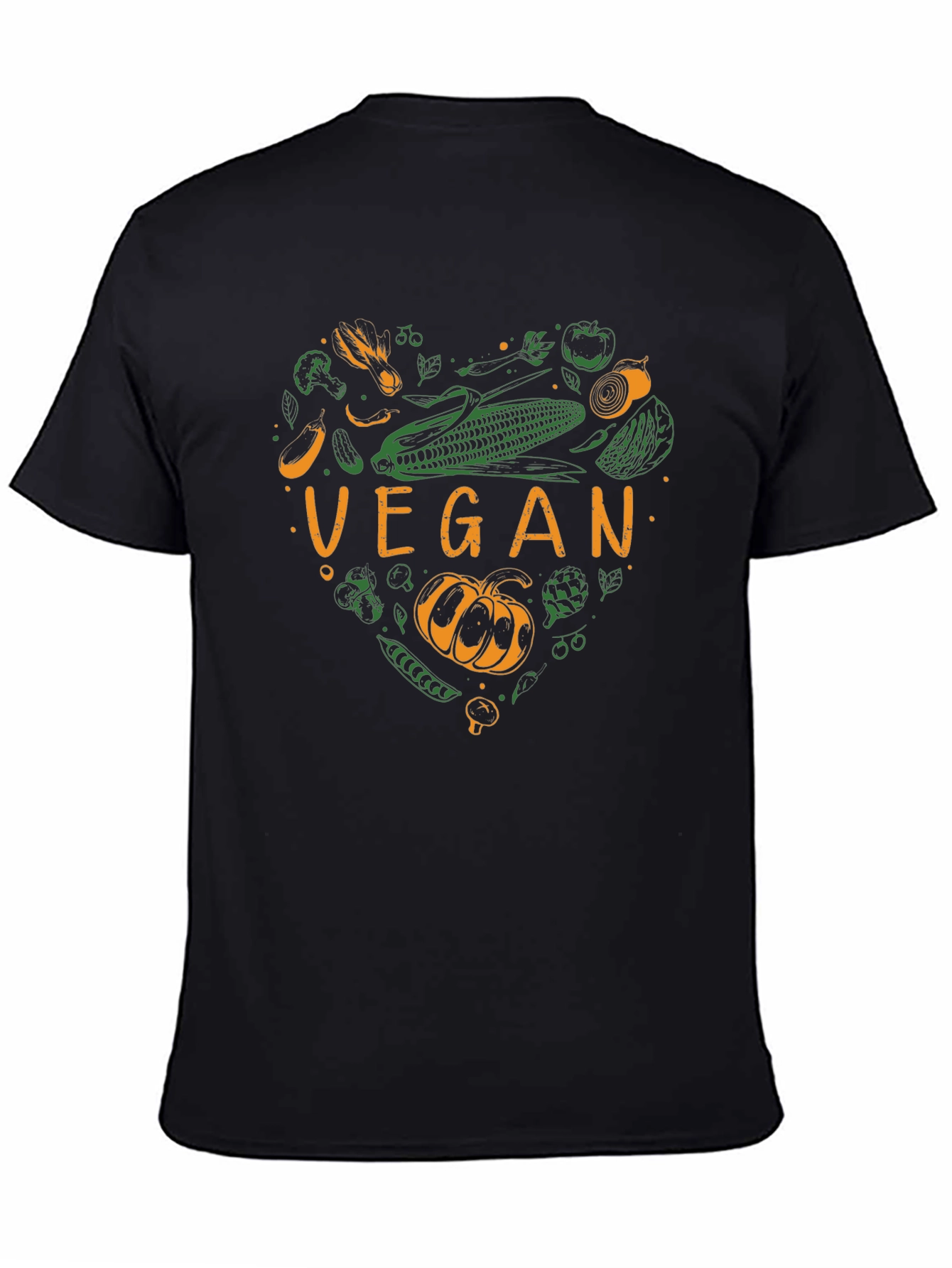 Black Vegan Heart Graphic Tee - Black Cotton T-Shirt view 4