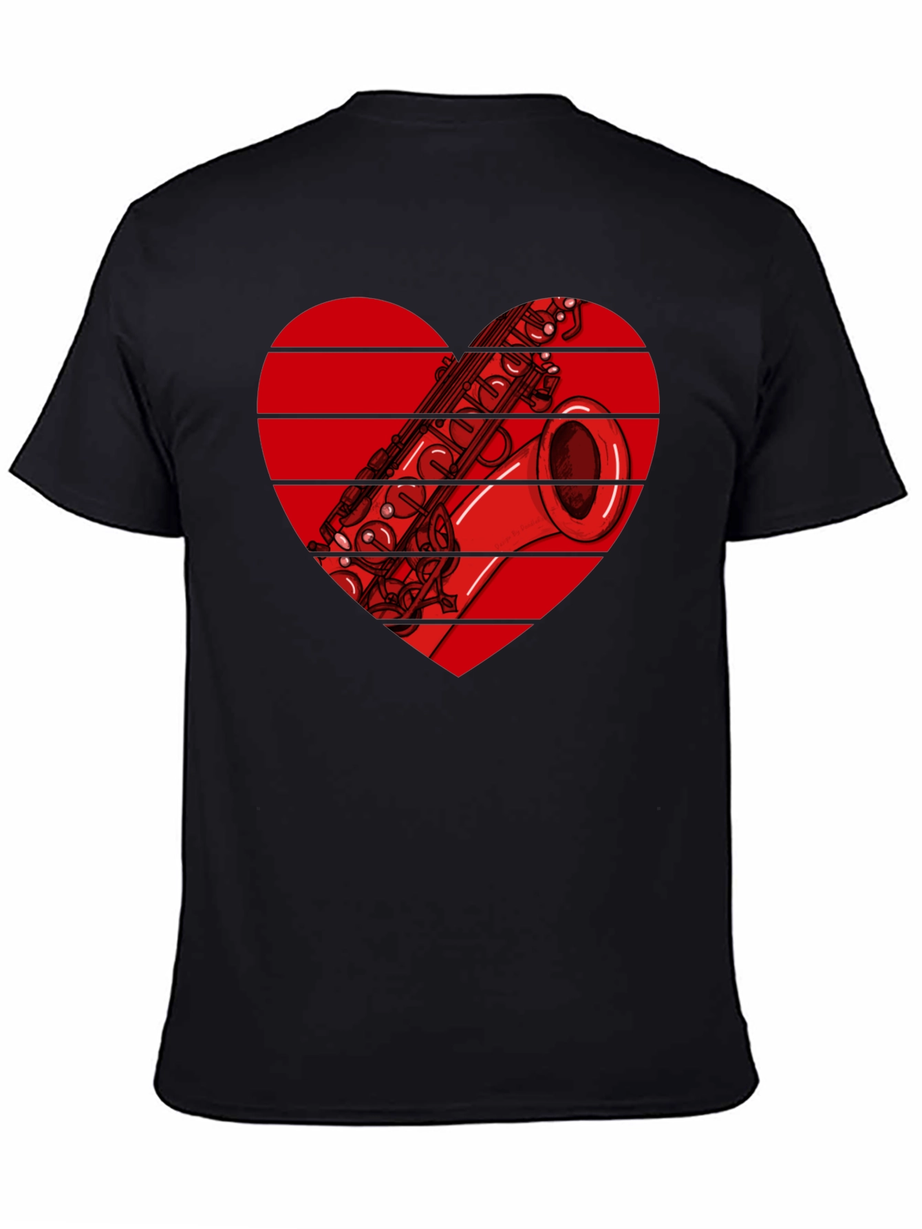 Black Saxophone Heart Graphic T-Shirt view 4