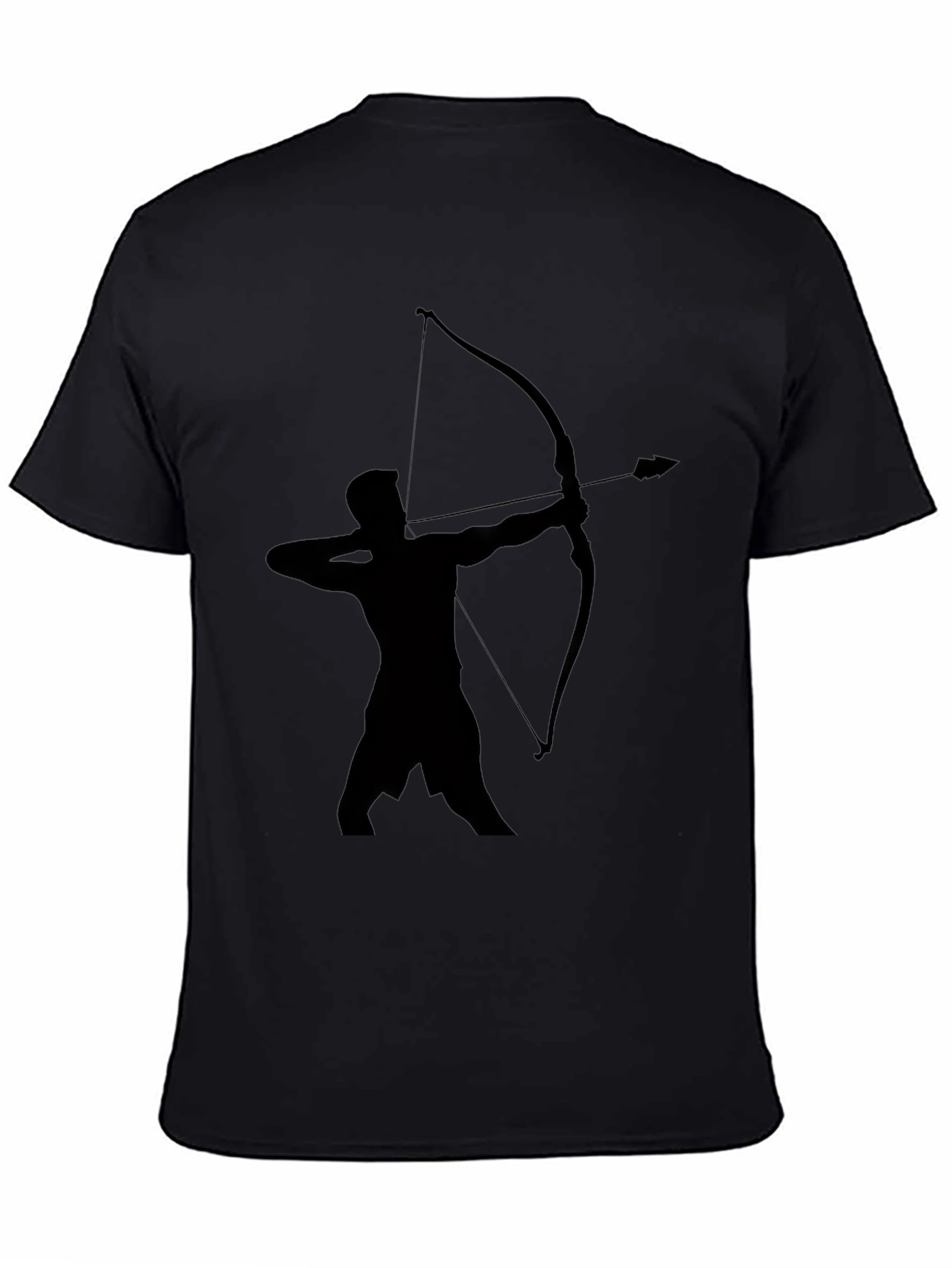 Black Archer Silhouette Graphic Tee - Classic Black Cotton T-Shirt view 4