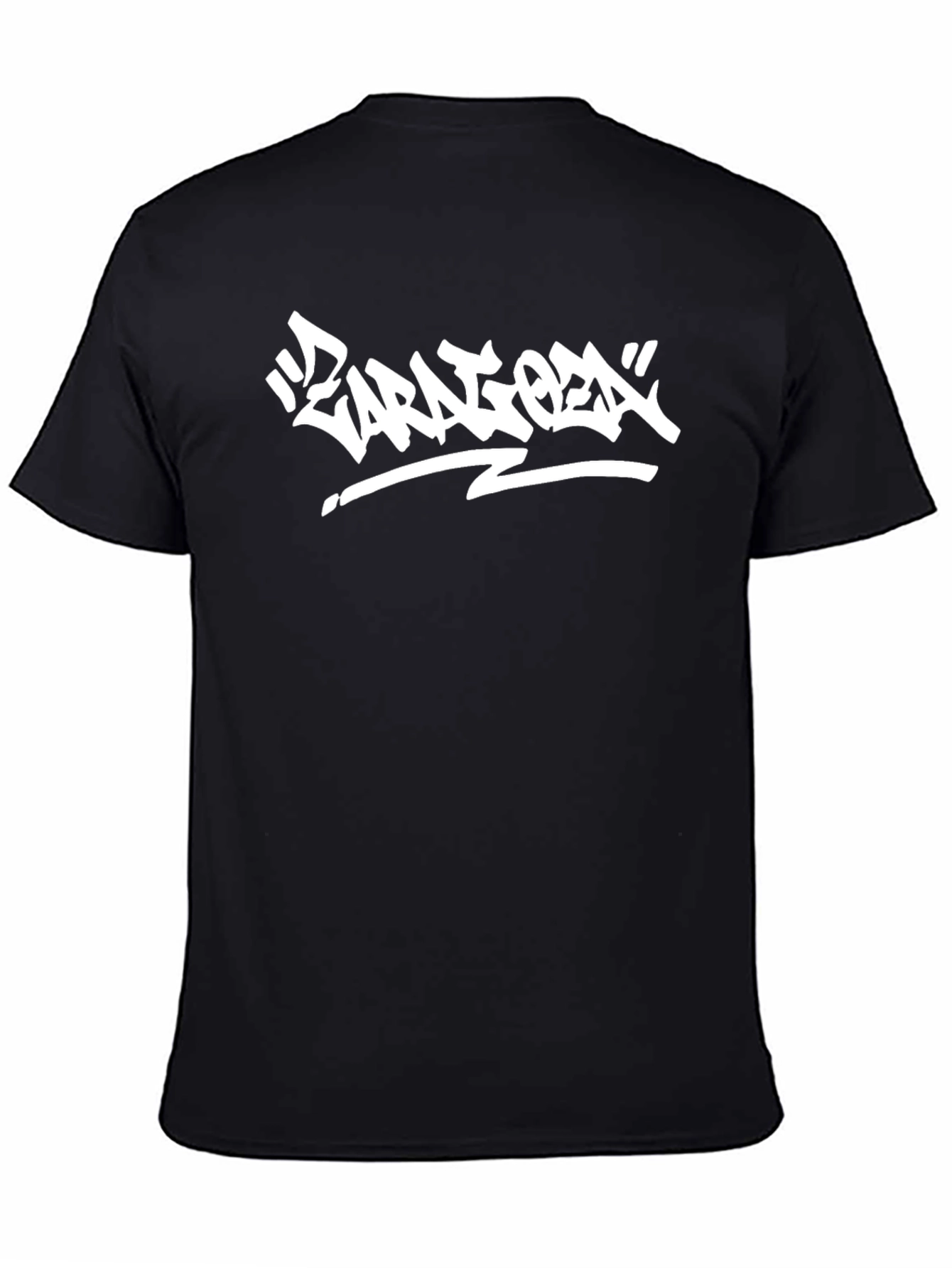 Black Black T-Shirt with White Urban Graffiti Design view 4