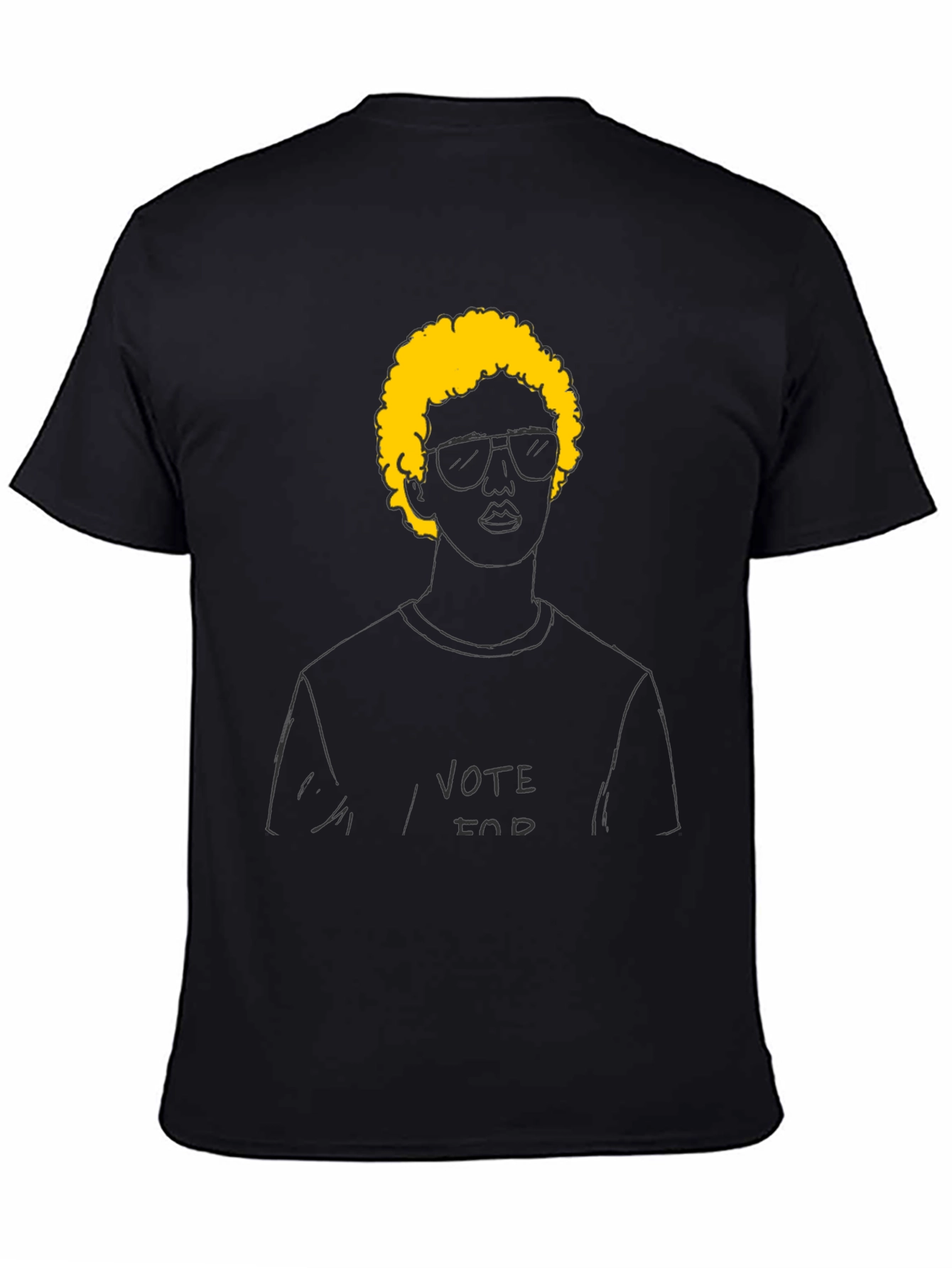 Black Vote For Doodle T-Shirt - Black Cotton Tee view 4