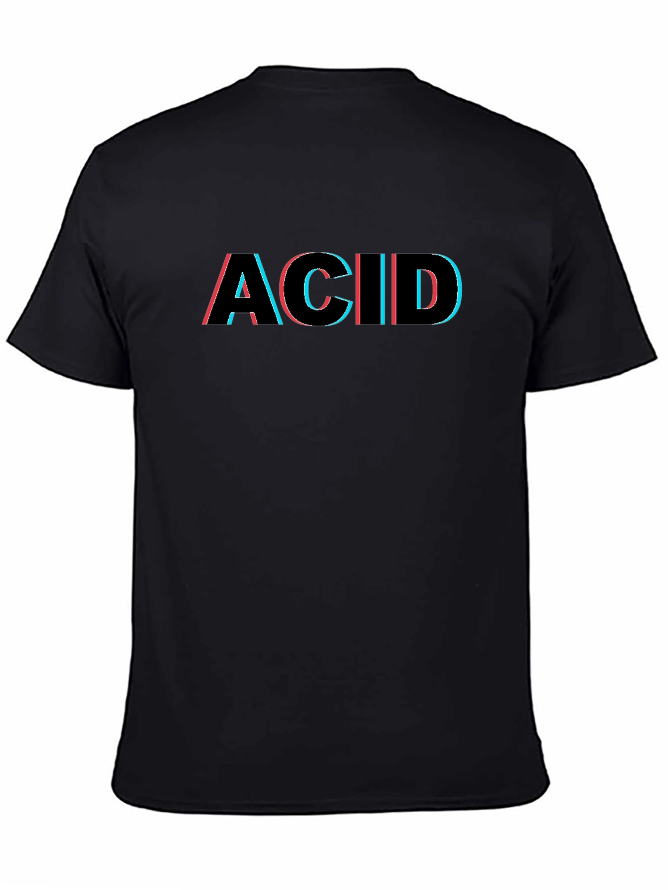 Black ACID Graphic Print Men's Black T-Shirt view 4