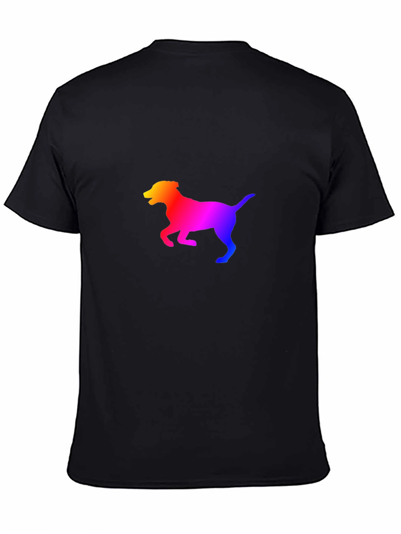 Black Rainbow Dog Silhouette Black T-Shirt view 4