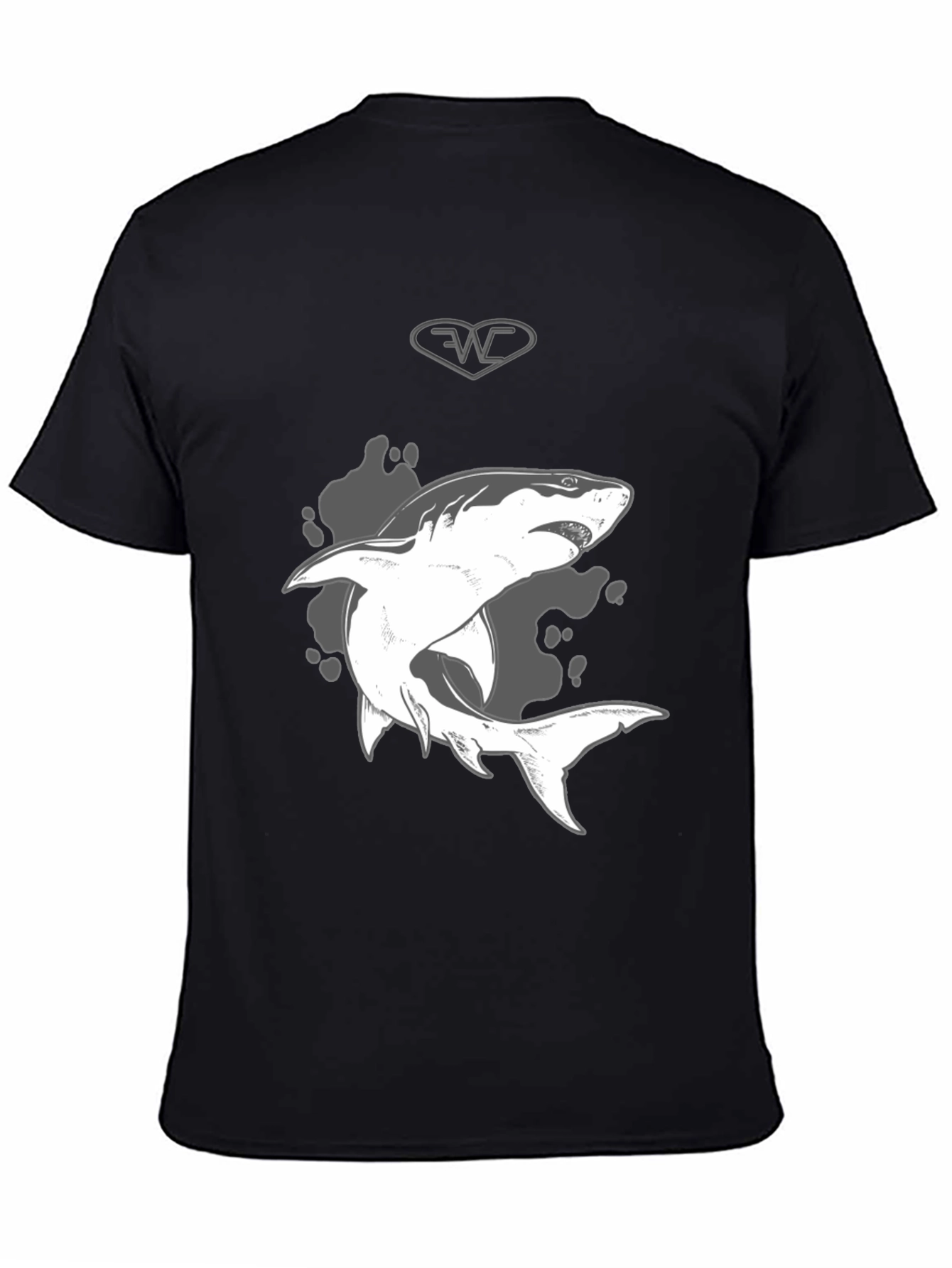 Black Shark Graphic Print Black T-Shirt - Mens Casual Style view 4