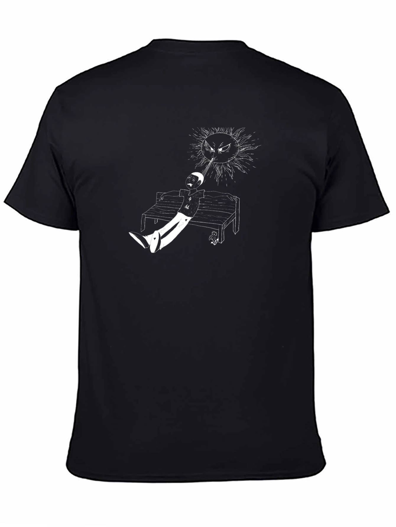 Black Abstract Graphic Tee - Man Sun Bench Art view 4