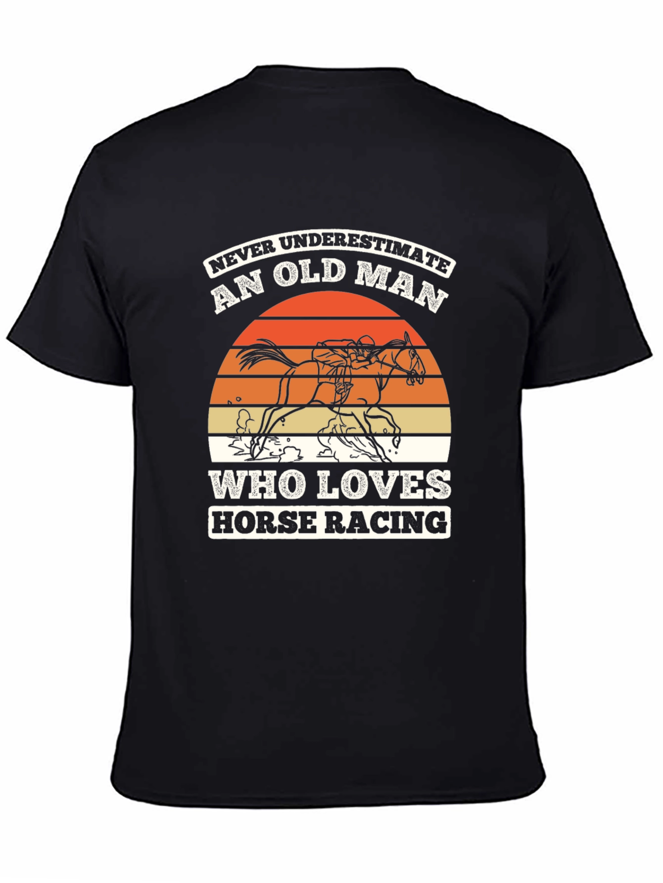 Black Old Man Horse Racing Graphic T-Shirt view 4