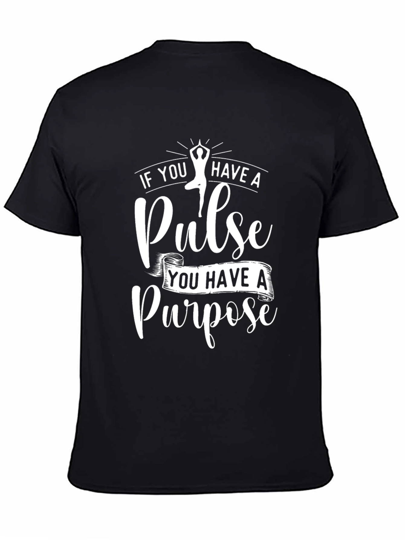 Black Pulse Purpose T-Shirt - Motivational Yoga Tee view 4