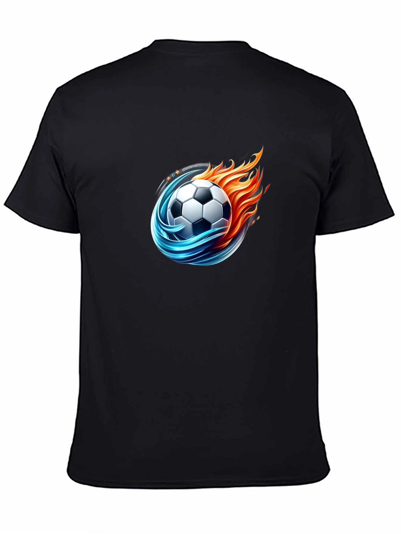 Black Fiery Soccer Ball Graphic Tee - Cool Design view 4