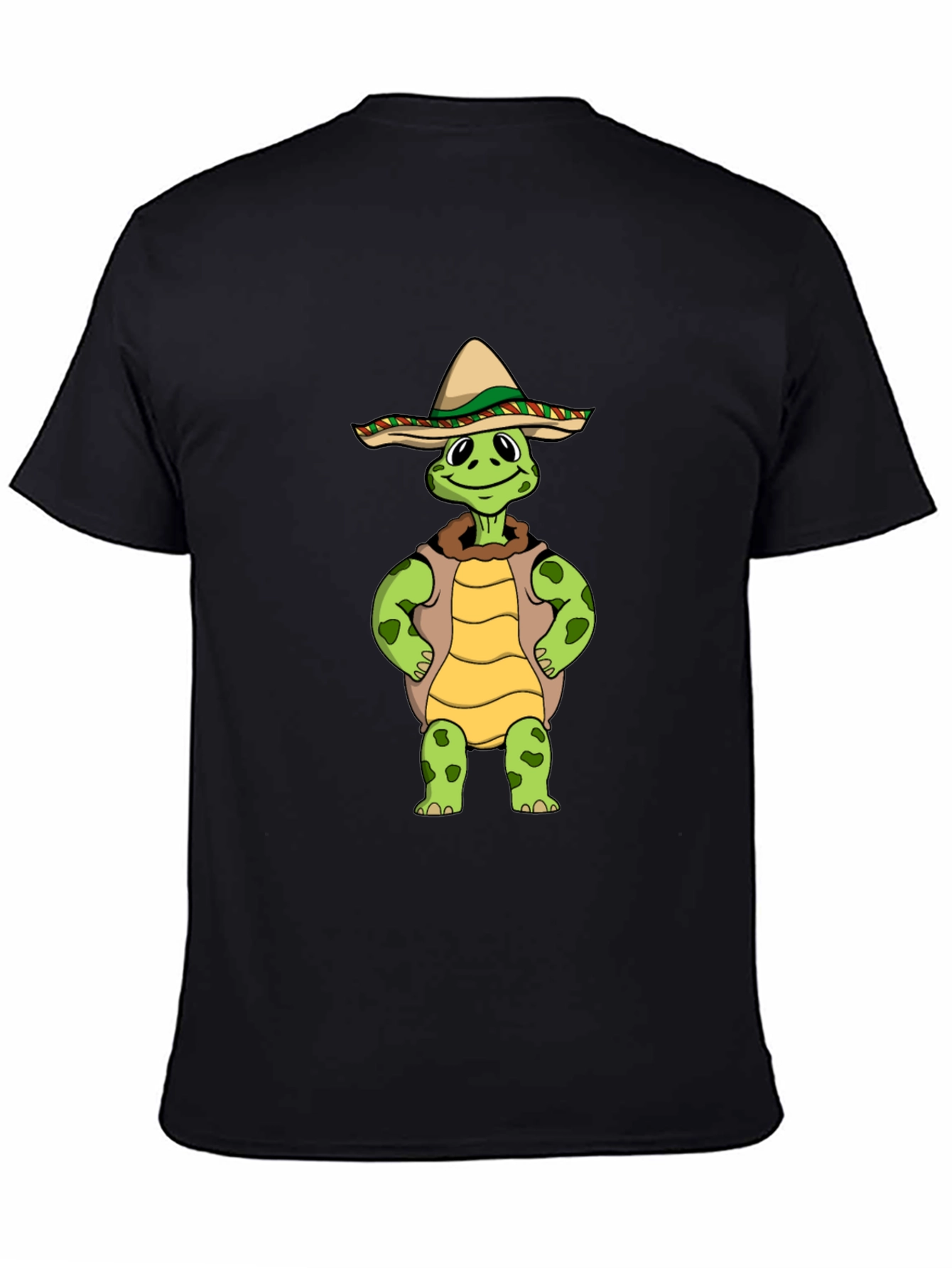 Black Funny Turtle Sombrero Graphic T-Shirt view 4