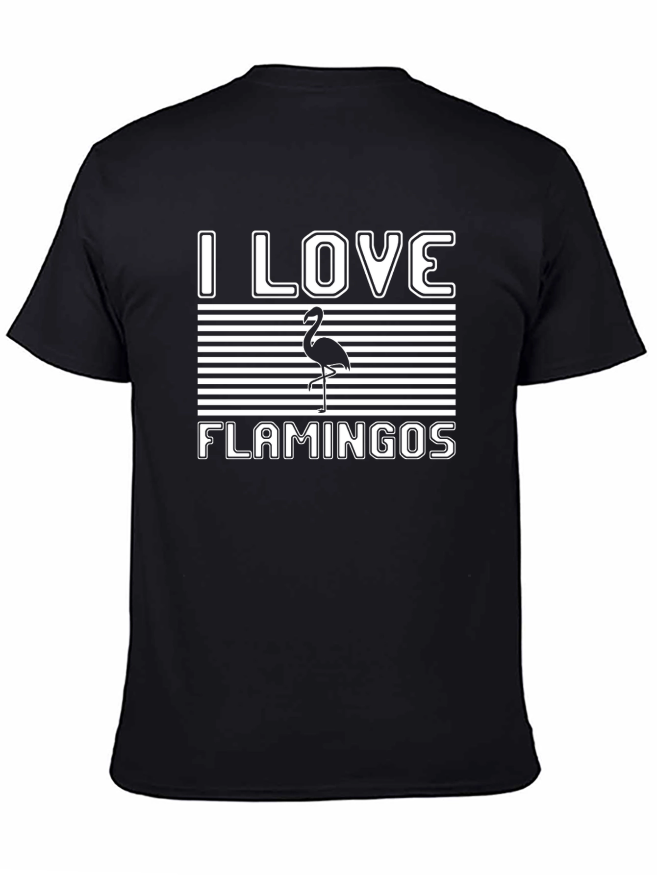 Black I Love Flamingos Graphic Tee Shirt view 4
