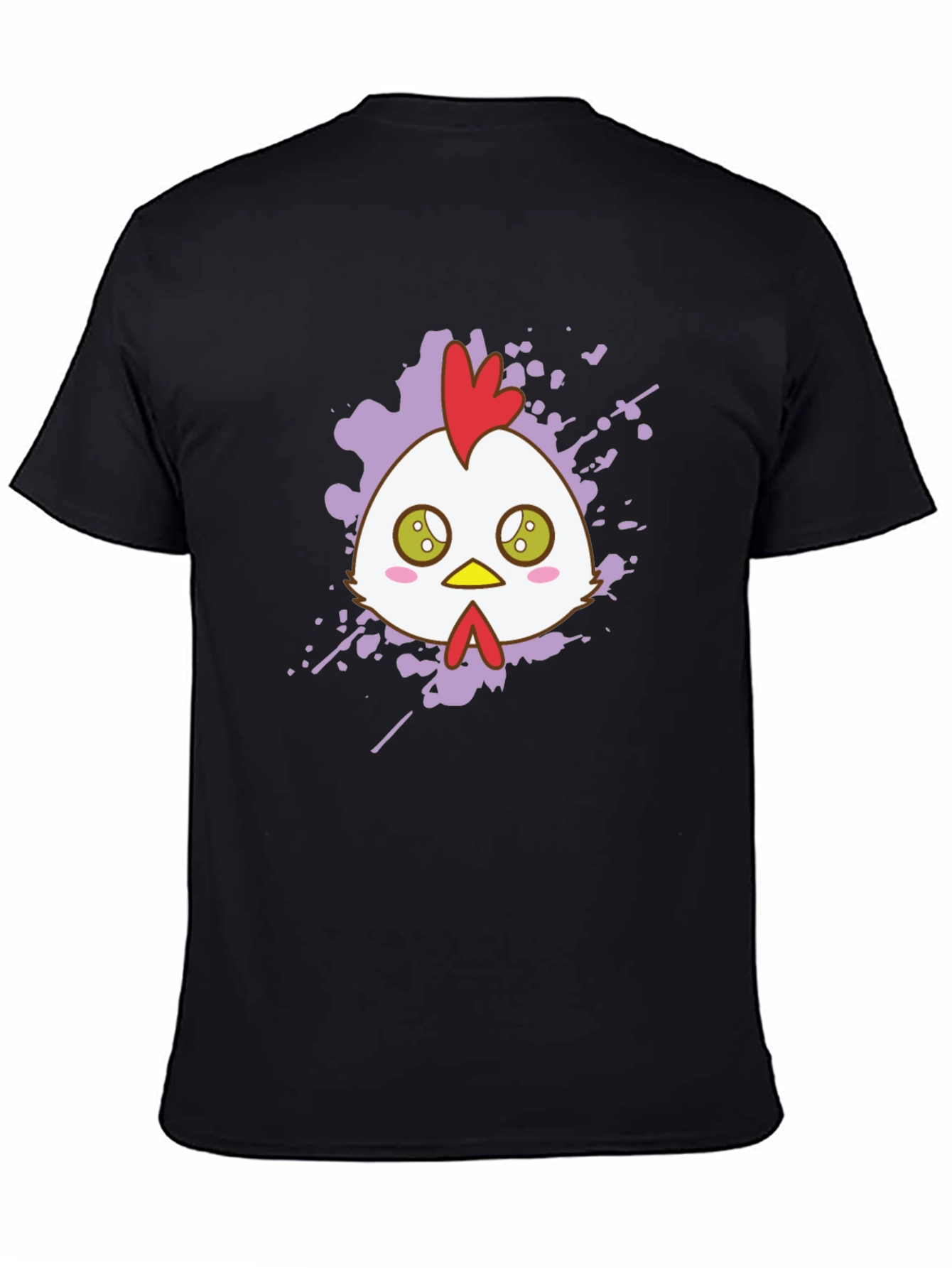Black Cute Chicken Graphic Tee - Black Cotton T-Shirt view 4