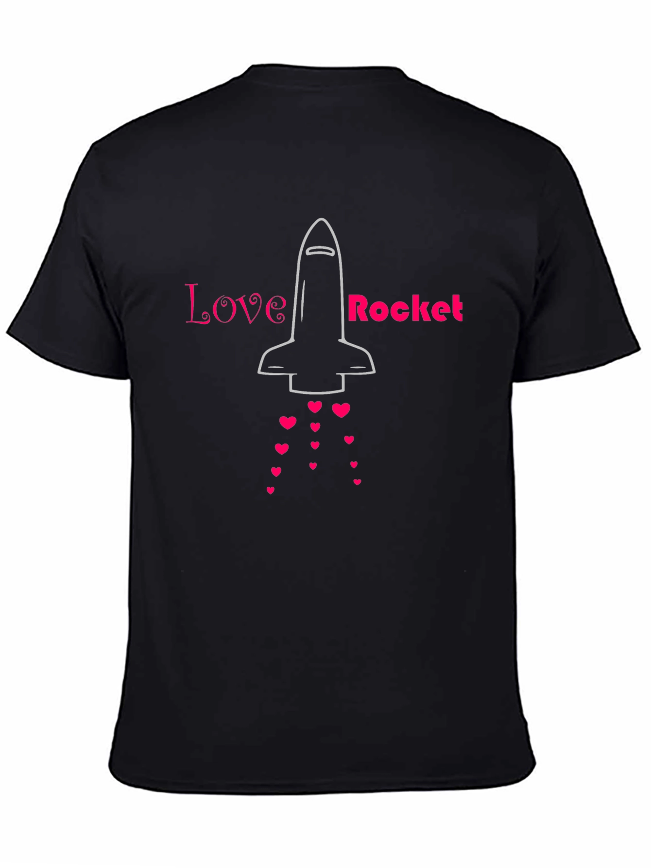 Black Love Rocket Graphic Tee - Black Cotton Blend view 4