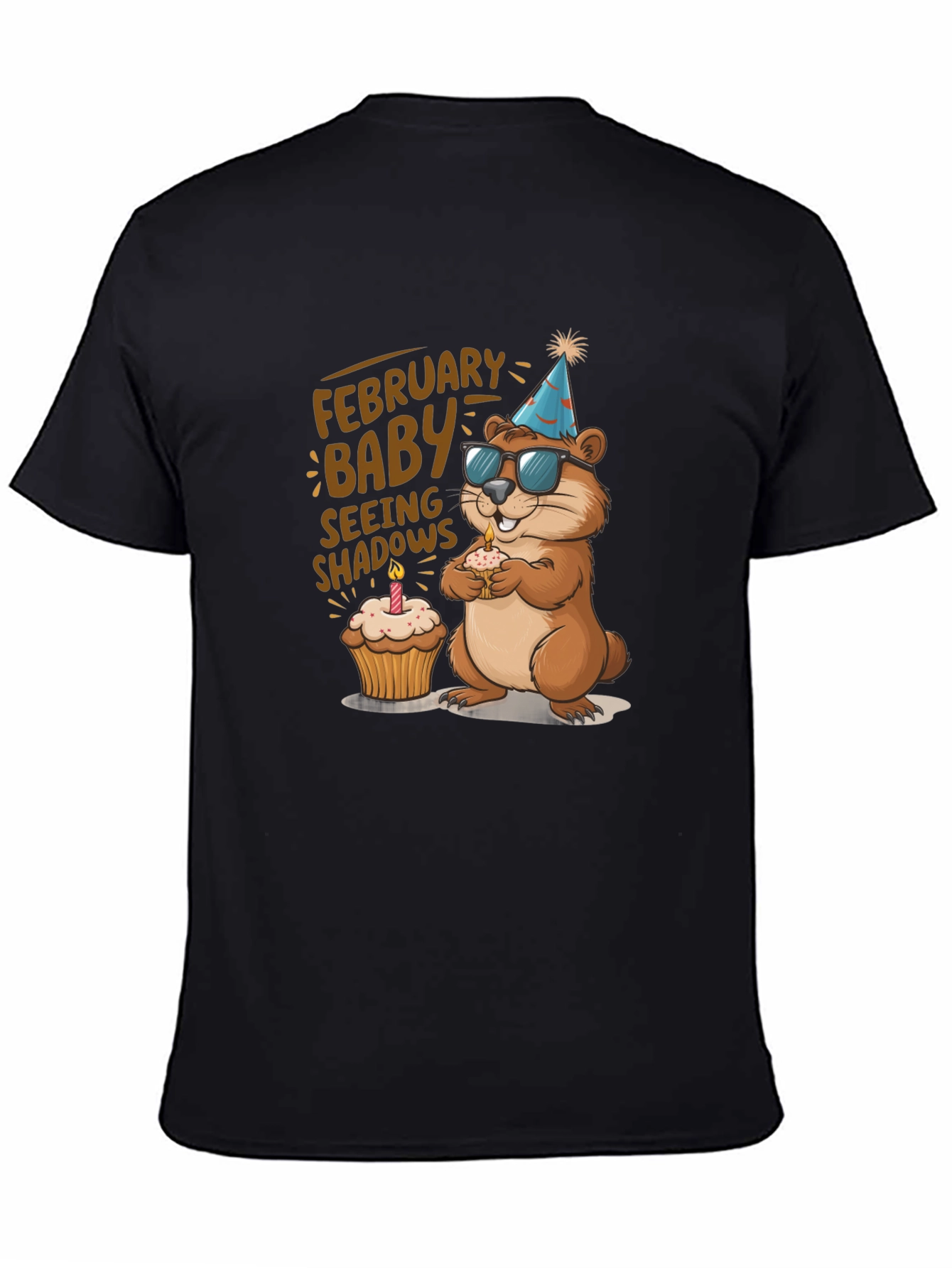 Black February Baby Groundhog T-Shirt view 4